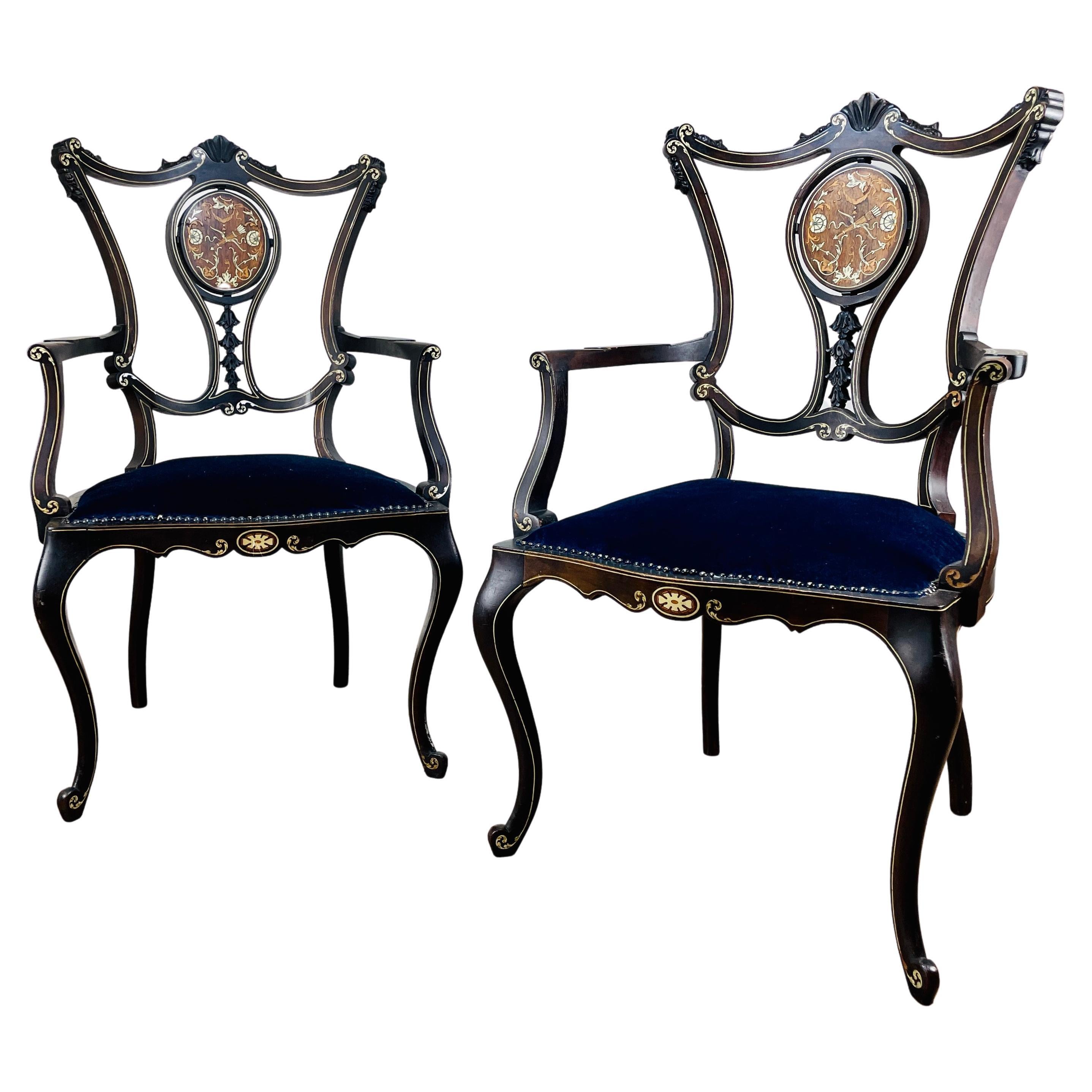 Antique Ornate French Armchairs, Set of 2 For Sale