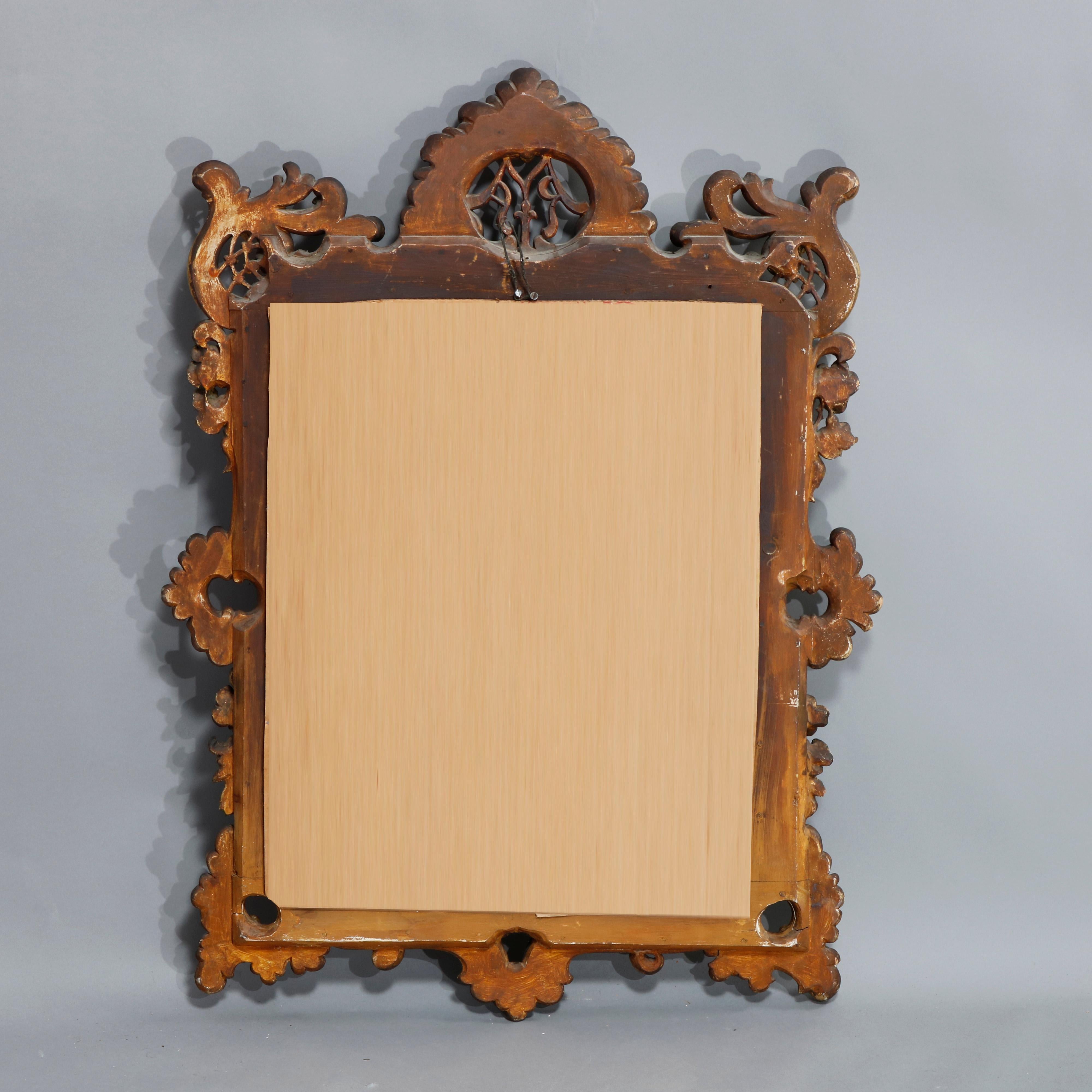 Antique Ornate French Louis XIV Style Giltwood Wall Mirror, Circa 1900 4
