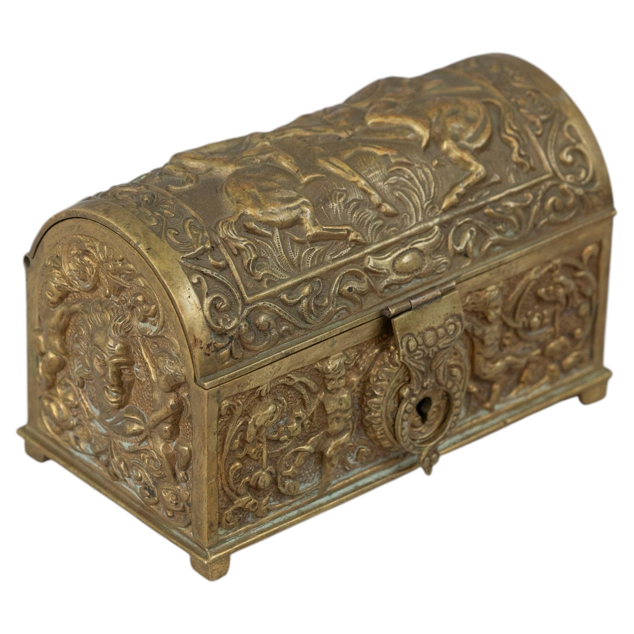 Antique Ornate Gilt Bronze Jewelry Box, German, ca.1900 Erhard & Söhne