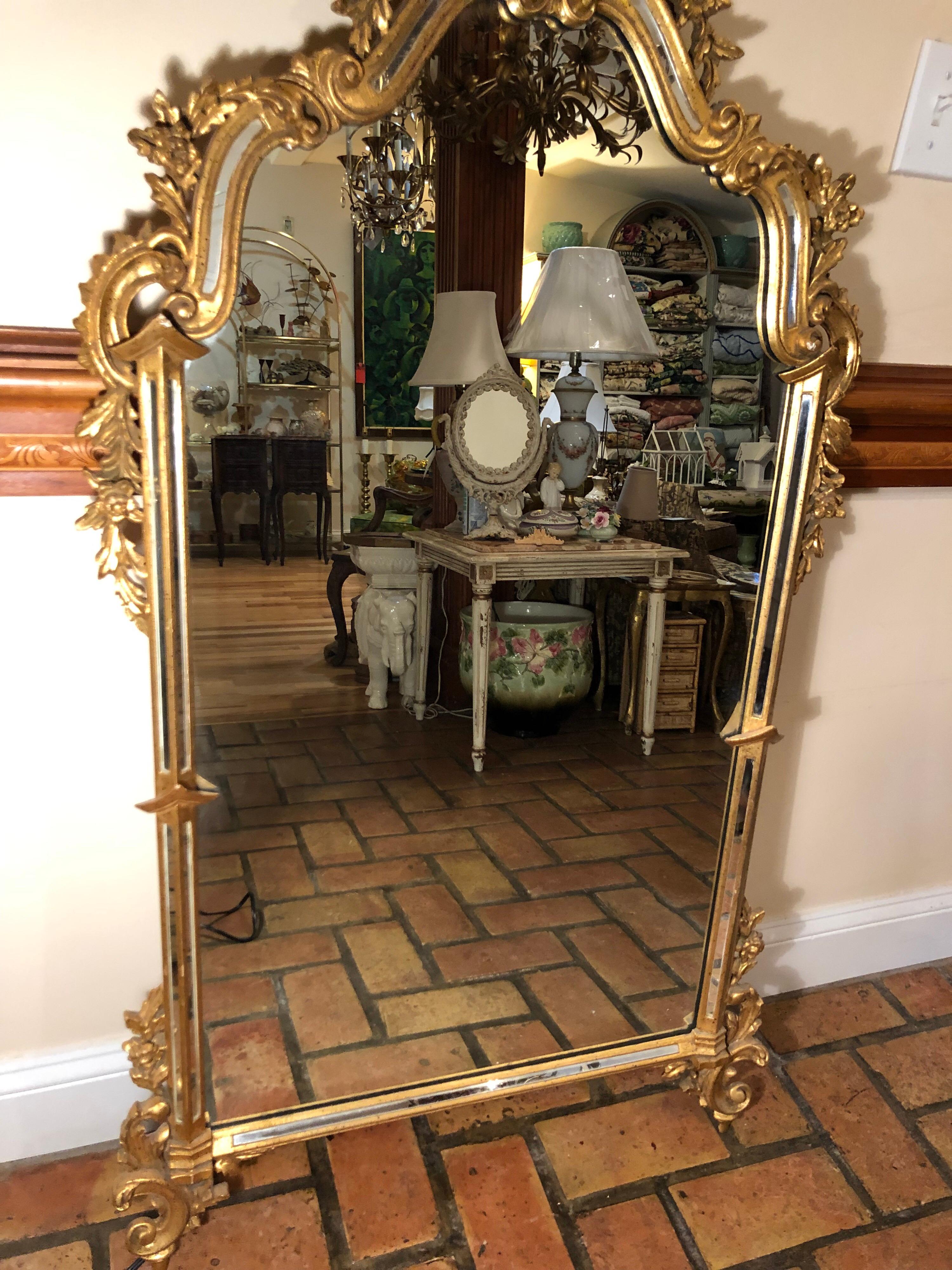 Vintage Ornate Gilt Mirror Attributed to Labarge 12