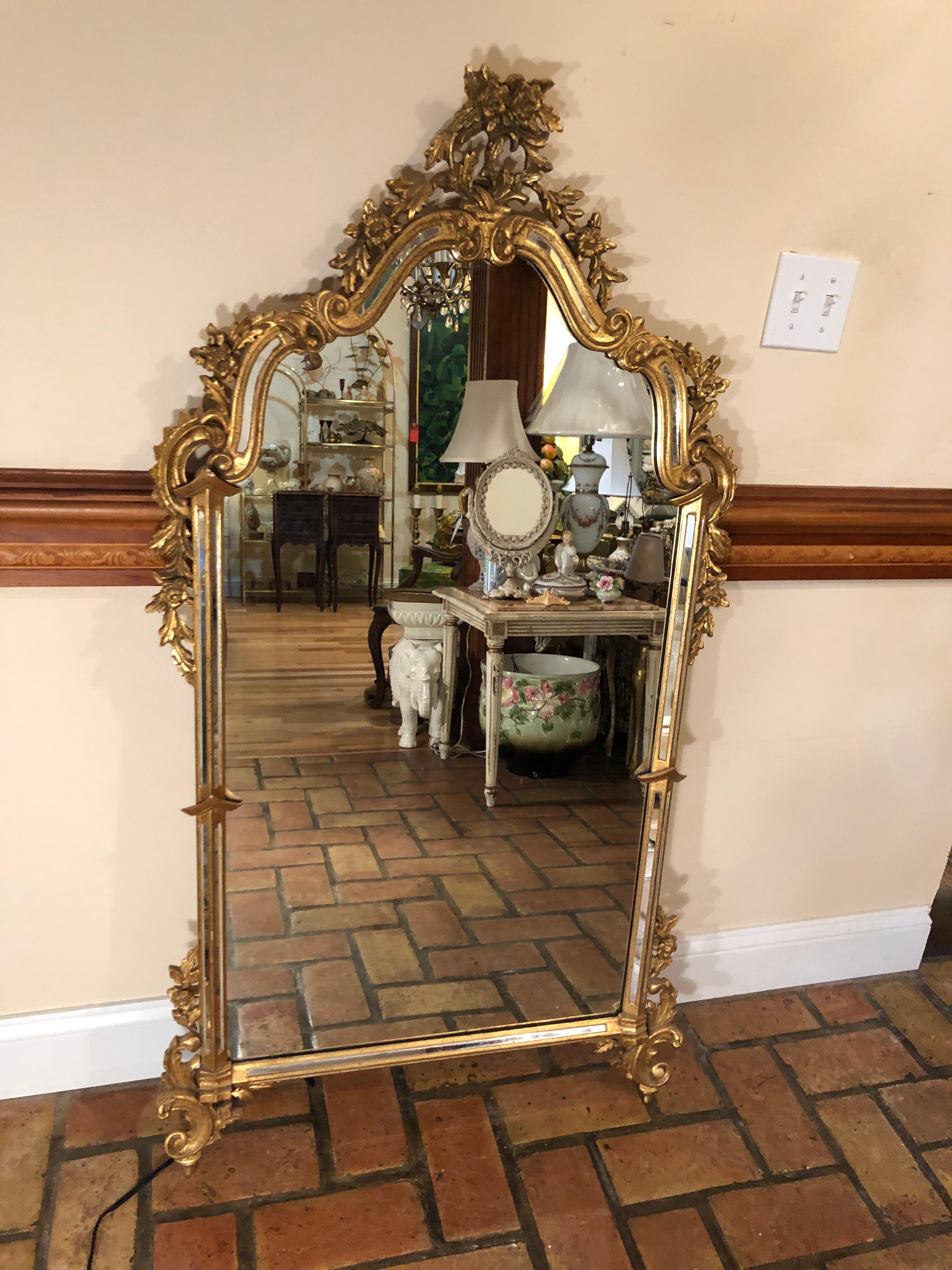 Rococo Vintage Ornate Gilt Mirror Attributed to Labarge