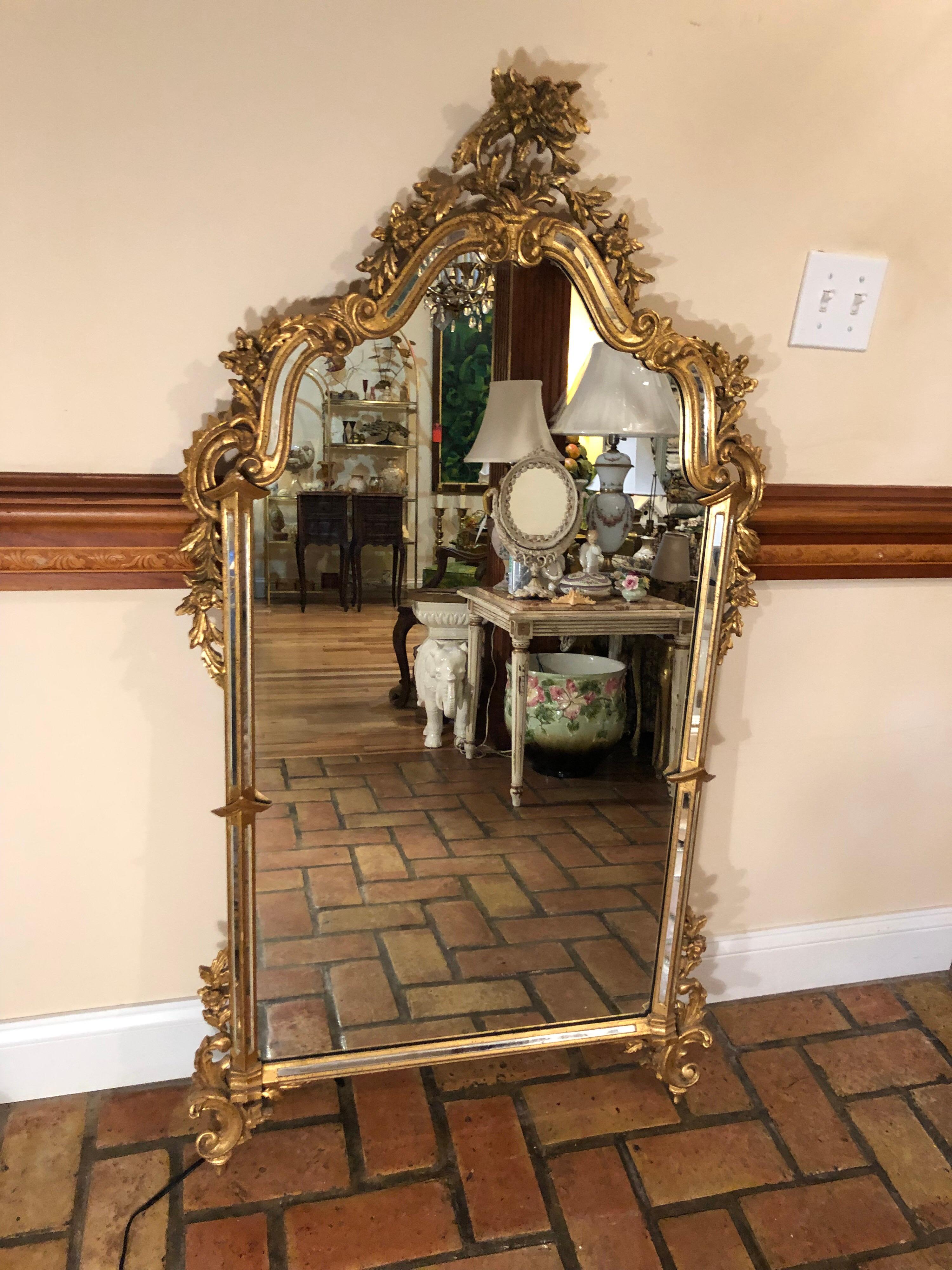 Italian Vintage Ornate Gilt Mirror Attributed to Labarge