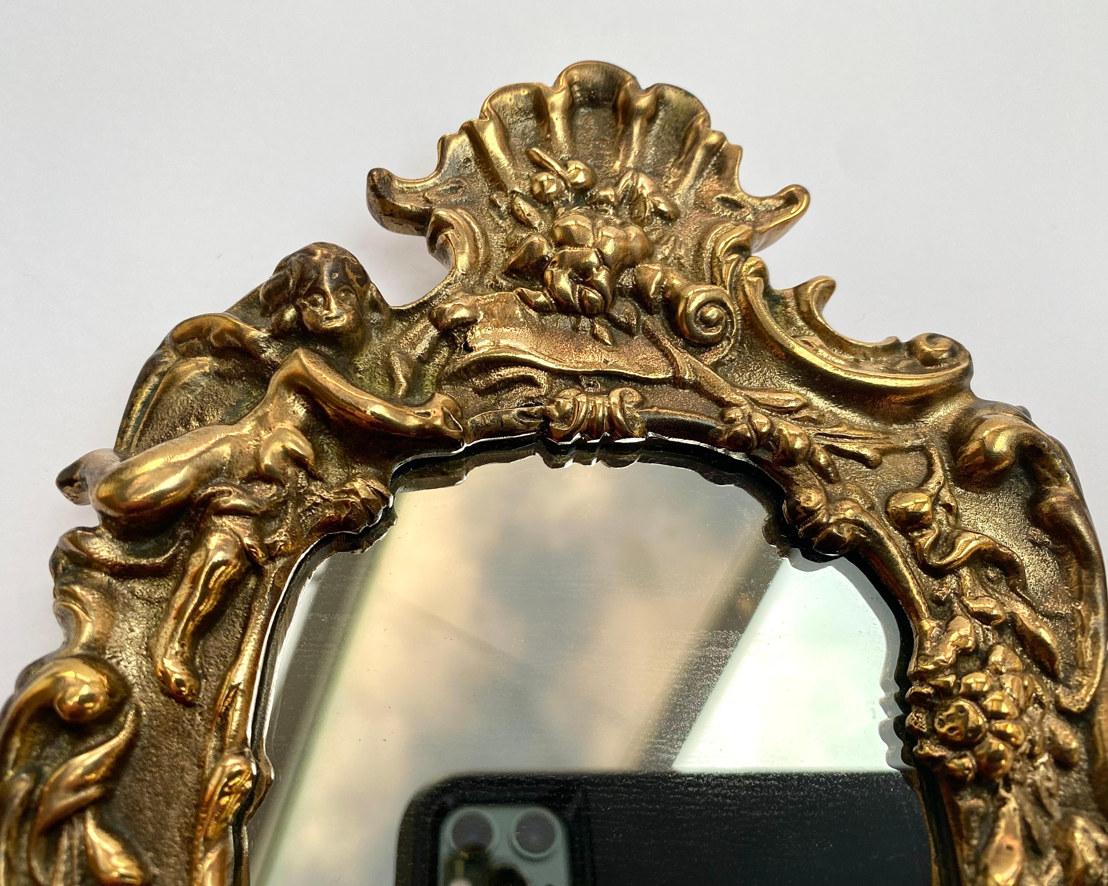 Very rare luxurious table mirror, France, 1900.

Produced using traditional bronze casting technology.

Fits perfectly into any classic or vintage interior. It will be a good gift for all bronze lovers.

The magnificent design of the table mirror