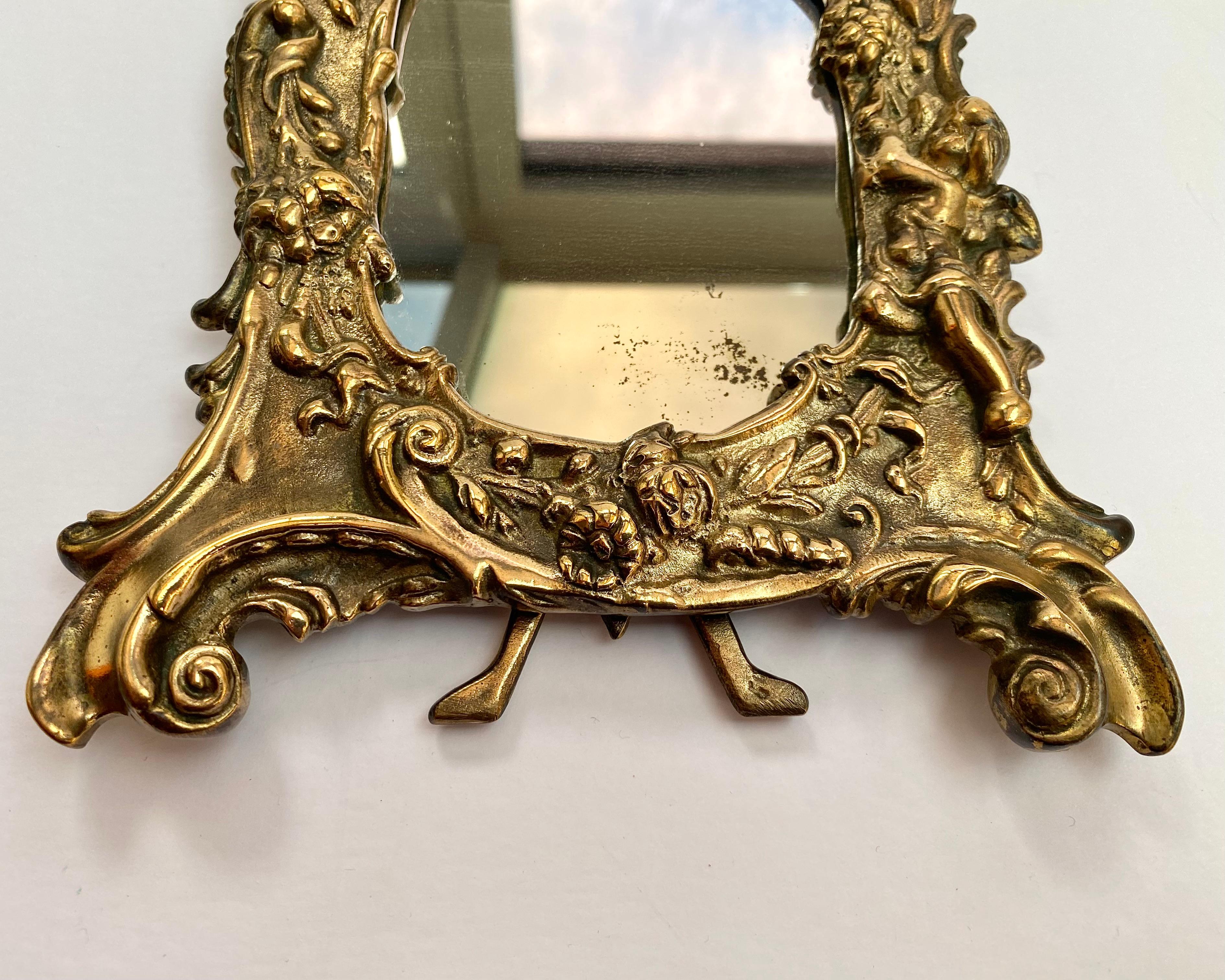 Baroque Antique Ornate Mirror Cast Bronze Picture Frame, France 1900 For Sale