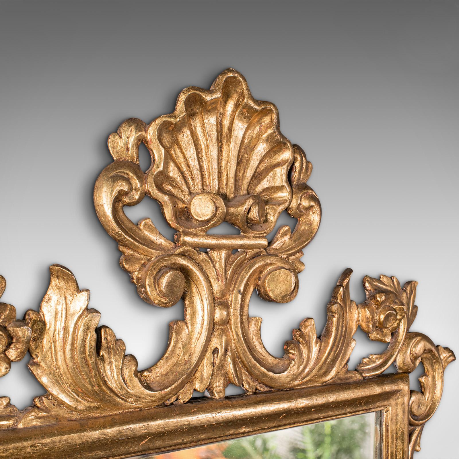 Italian Antique Ornate Mirror, Continental, Giltwood, Glass, Hall, Overmantle, Victorian
