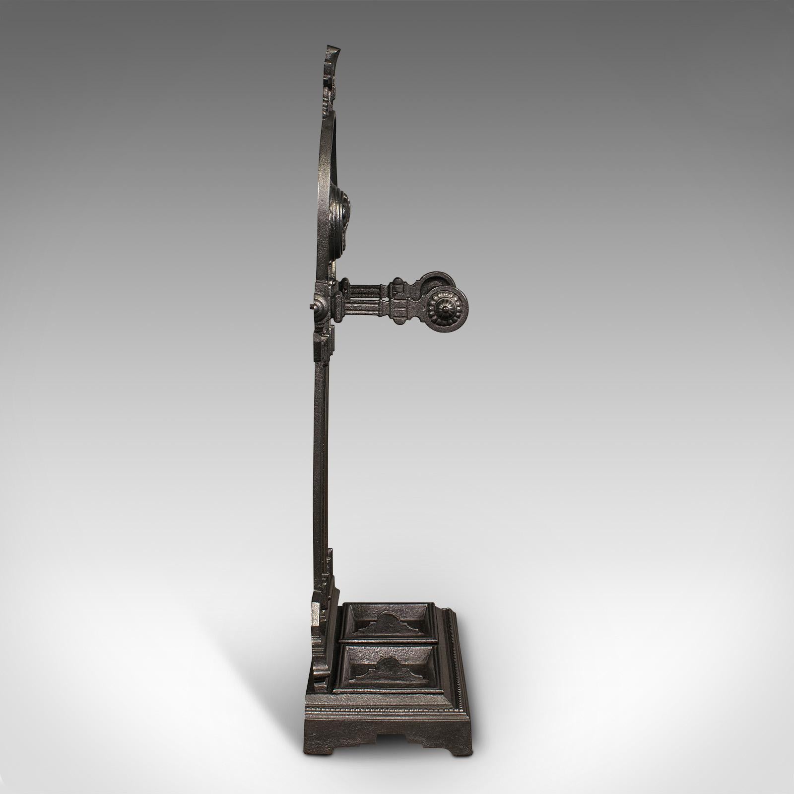 British Antique Ornate Stick Stand, English, Cast Iron, Hallway Umbrella Rack, Victorian For Sale