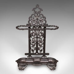 Antique Ornate Stick Stand, English, Umbrella Loop, Victorian, Jacobean Taste