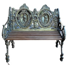 Antique 38.5" Brass Garden Bench