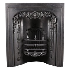 Antique Ornate Victorian Cast Iron Arched Fireplace Grate