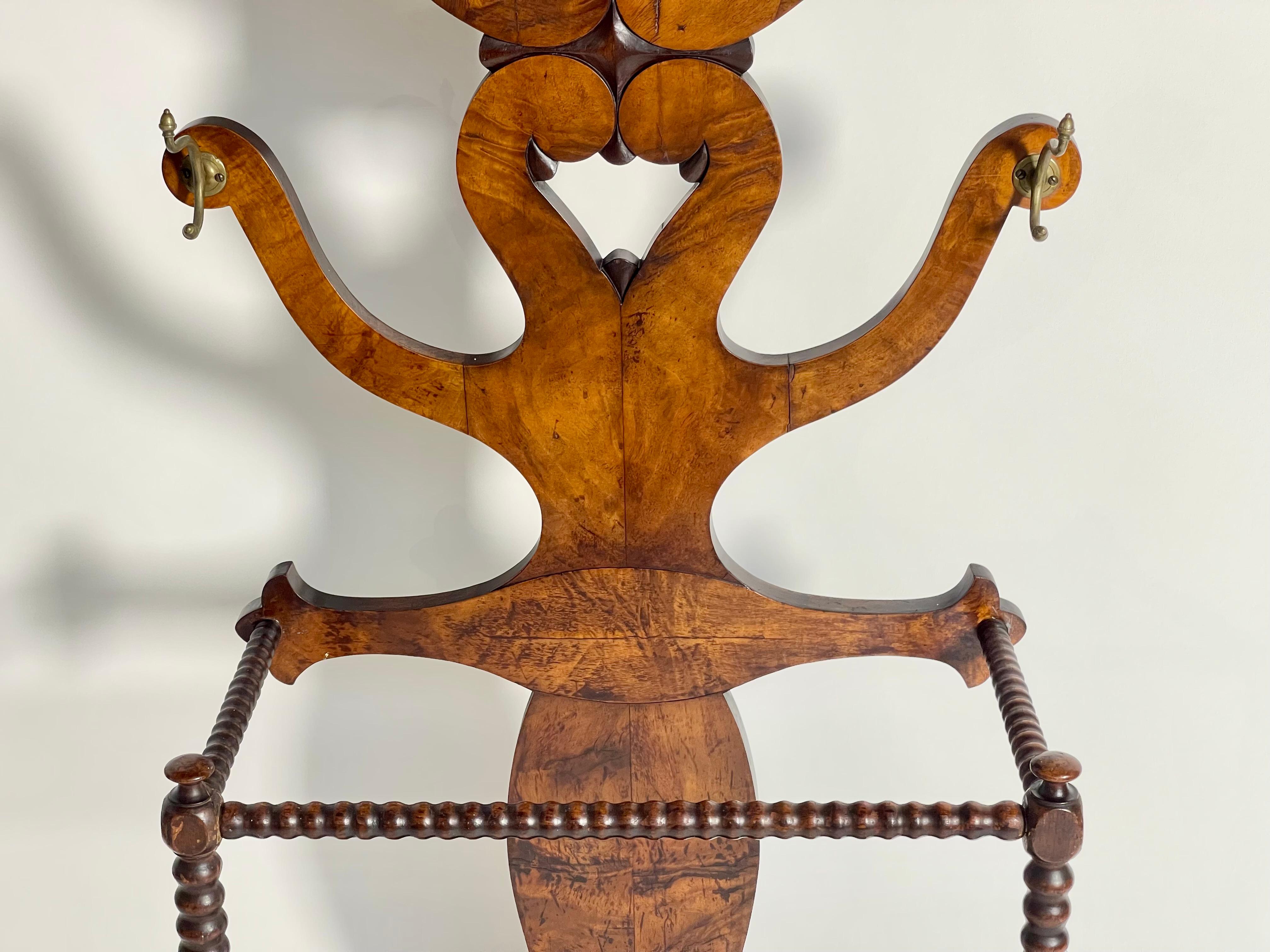 Veneer Antique Ornate Victorian Mahogany Hall Tree