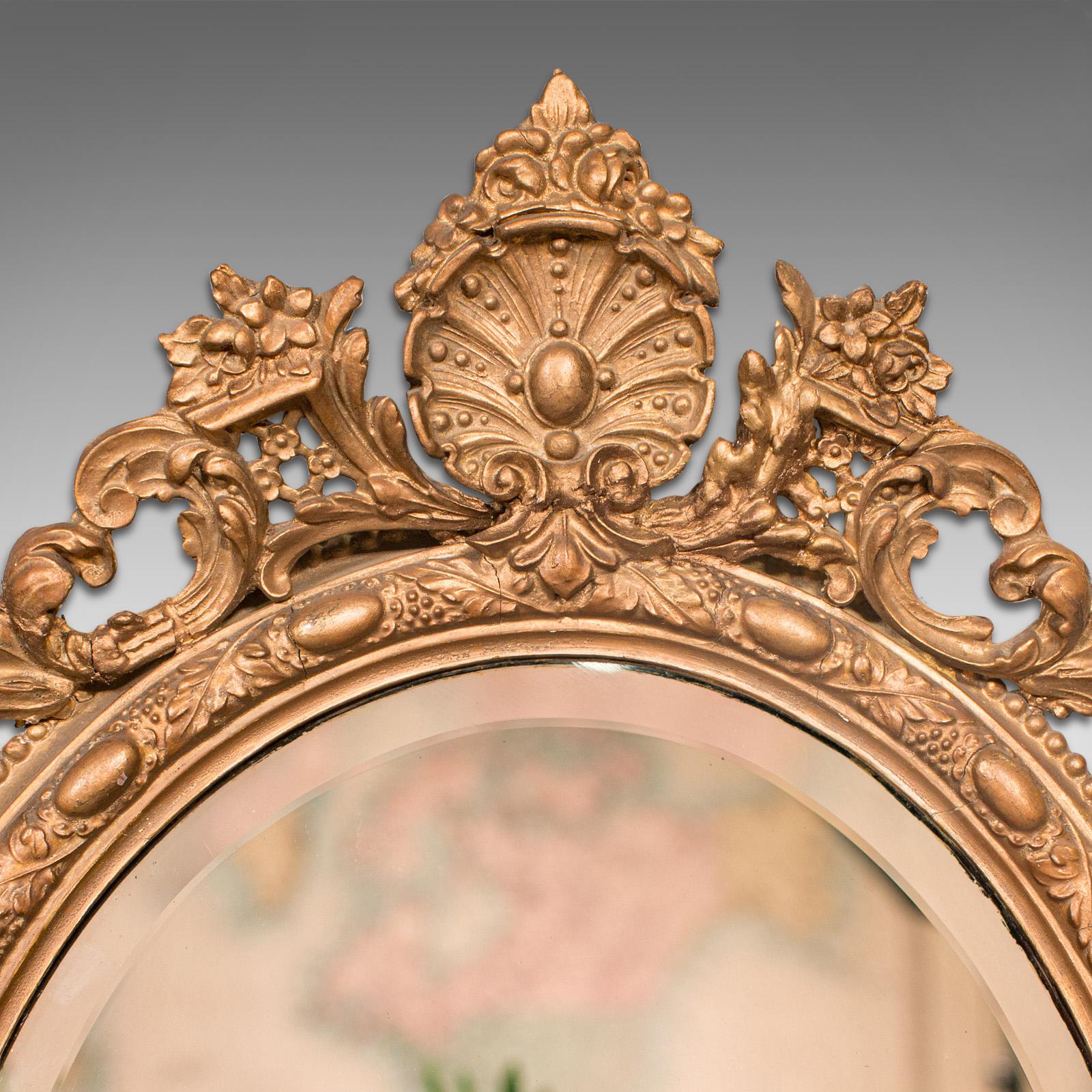19th Century Antique Ornate Wall Mirror, French, Gilt Gesso, Bevelled Glass, Victorian, 1900 For Sale