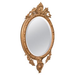 Miroir mural orné ancien, français , gesso doré et verre biseauté , époque victorienne , 1900