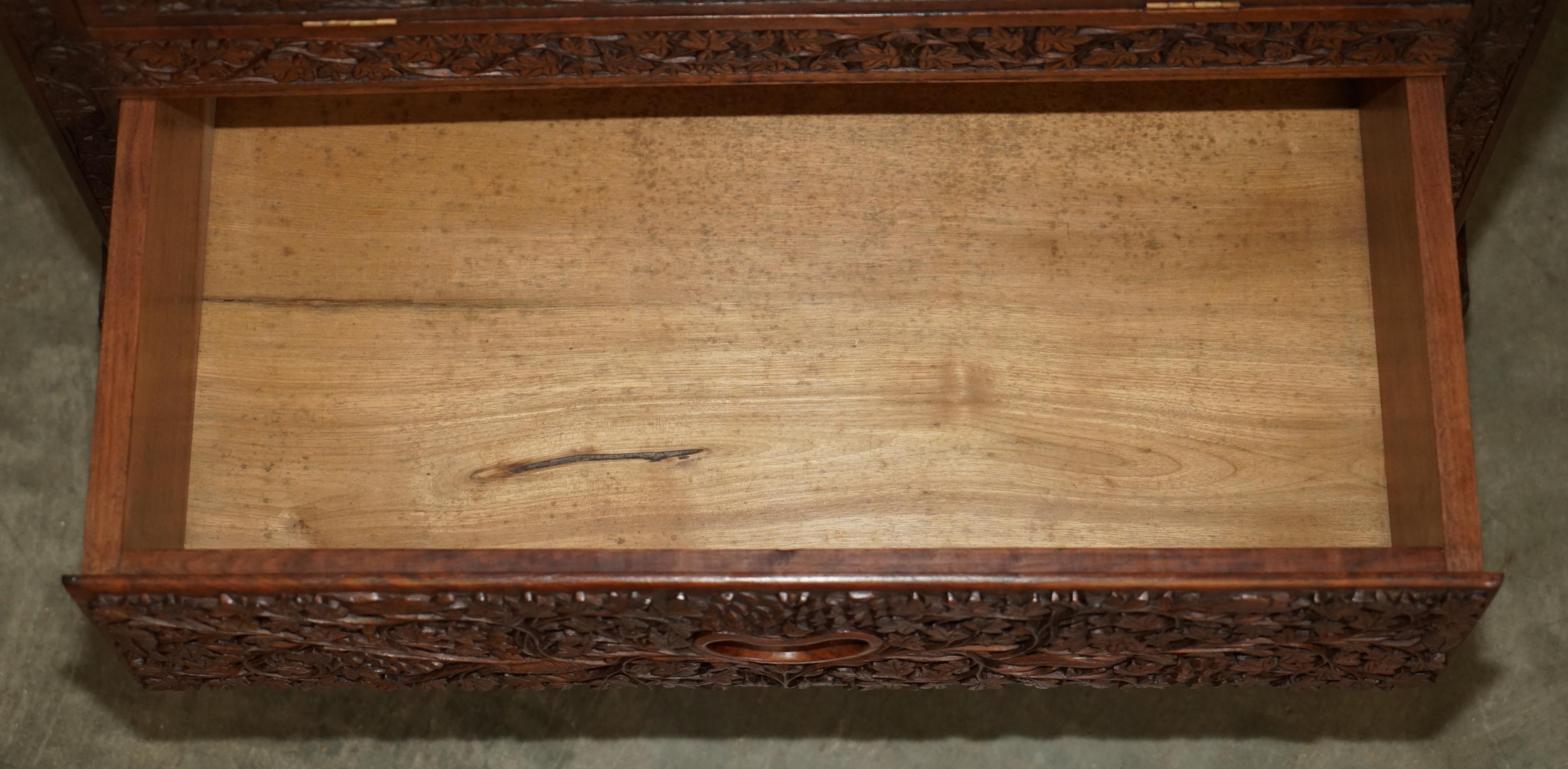 BAR BAR DI BIBLIOTECA CON CHIAVE ANTIQUE ORNATAMENTE INCISO DI COLONIAL BRITANNICO in vendita 12