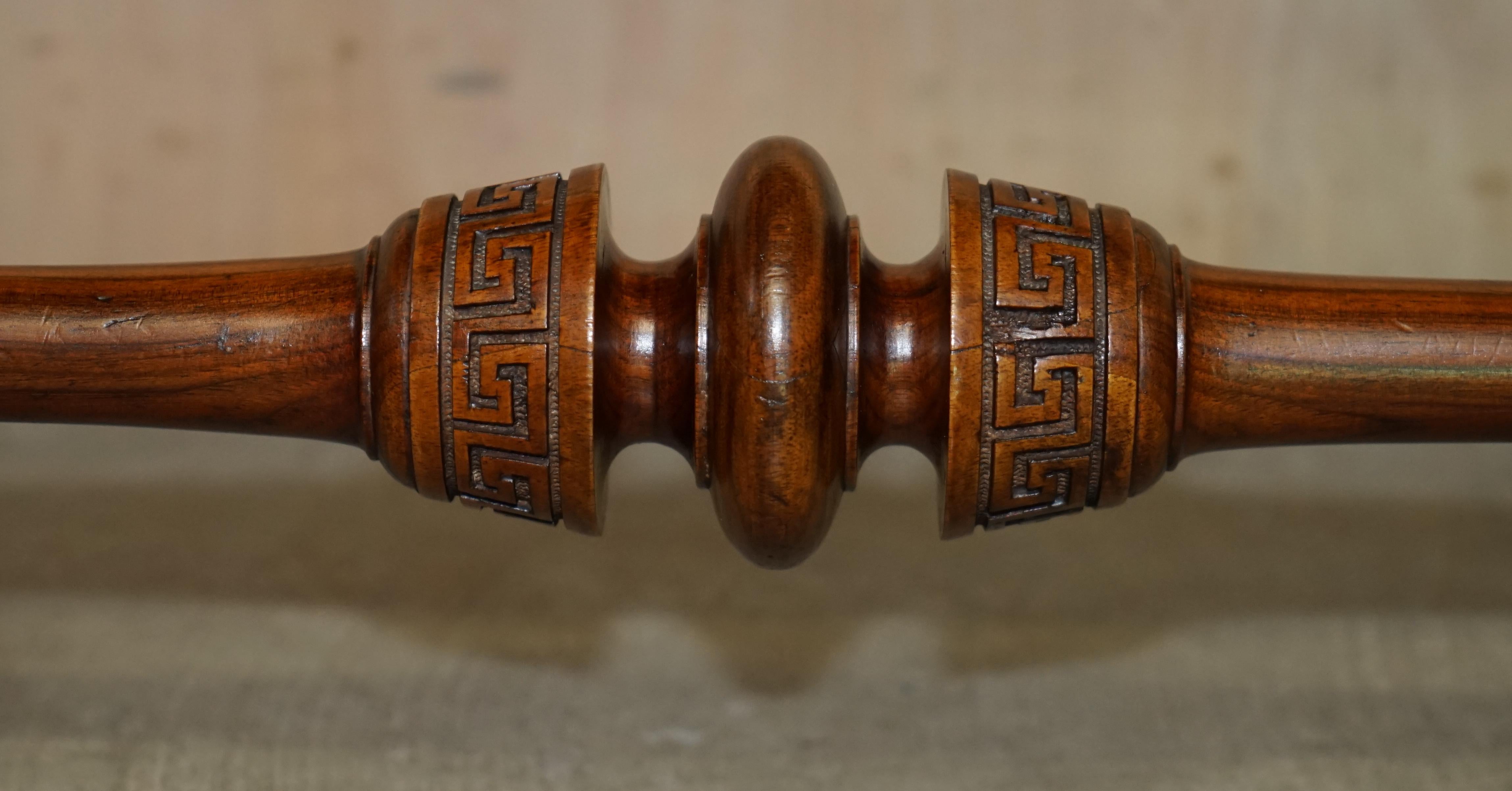 Antique Ornately Carved Burr & Burl Walnut Green Leather Coffee Cocktail Table For Sale 2