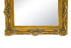Antique Ornately Carved Giltwood Frame Hanging Wall Mirror