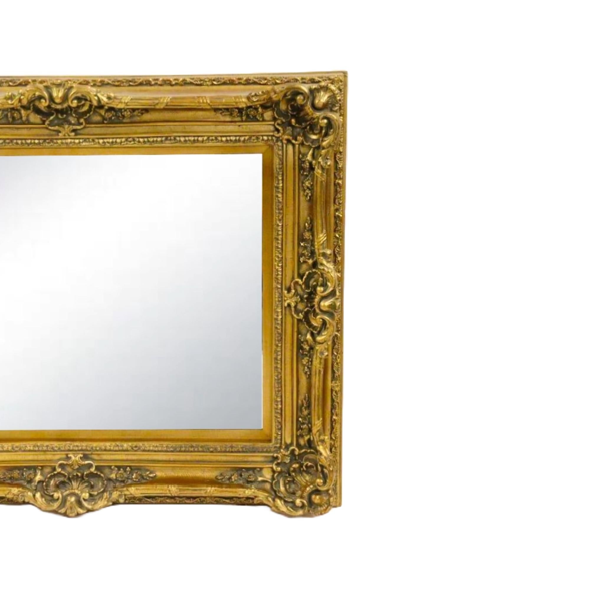 Italian Antique Ornately Carved Giltwood Frame Hanging Wall Mirror For Sale