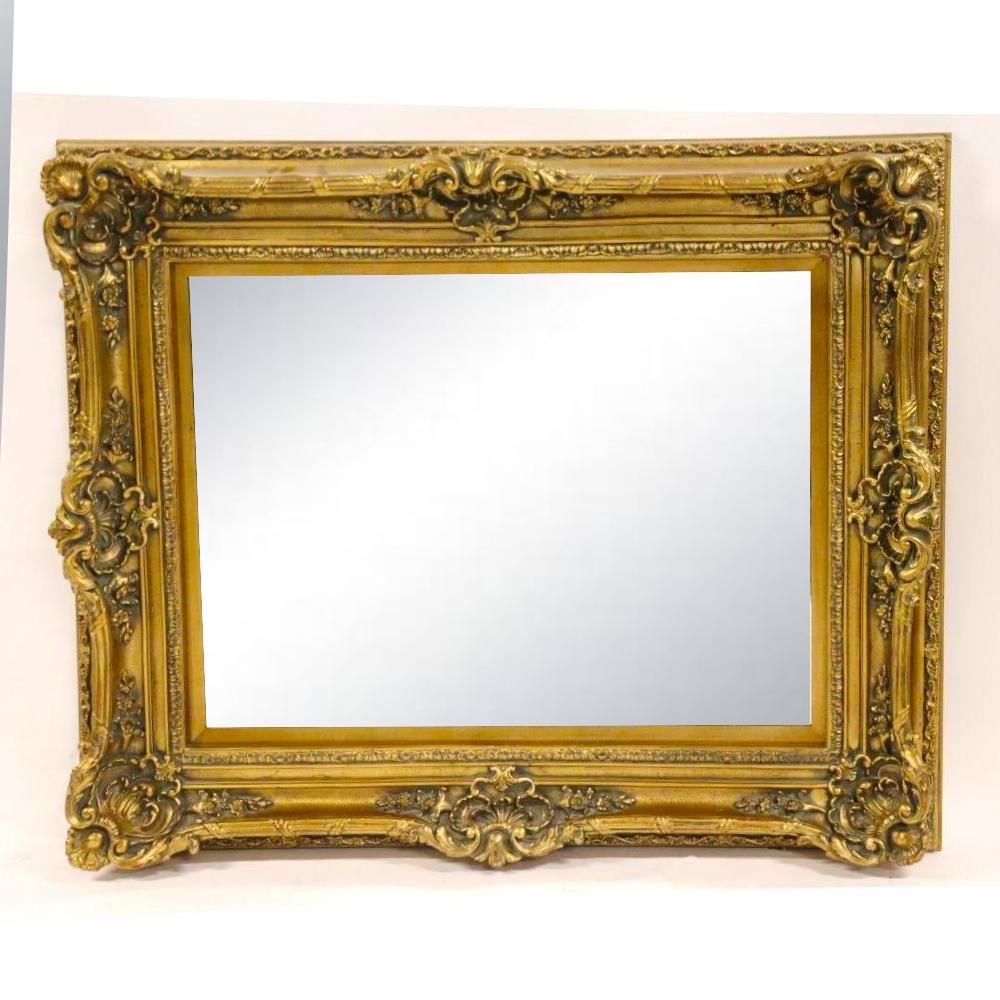 Antique Ornately Carved Giltwood Frame Hanging Wall Mirror For Sale 2