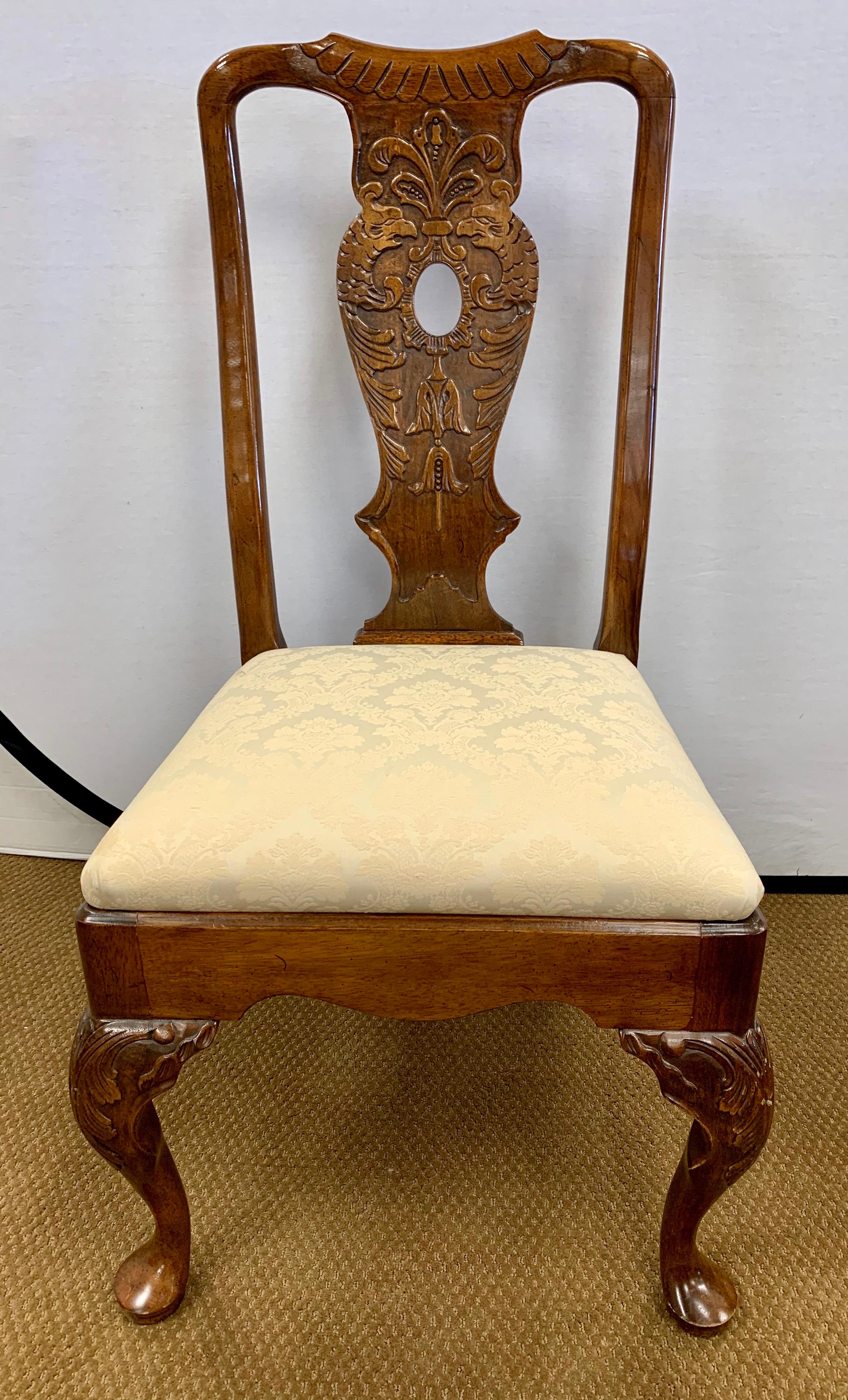 Antique Ornately Carved Mahogany Dining Chairs Set of Eight 1
