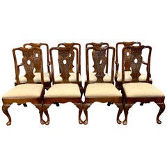 Antique Ornately Carved Mahogany Dining Chairs Set of Eight