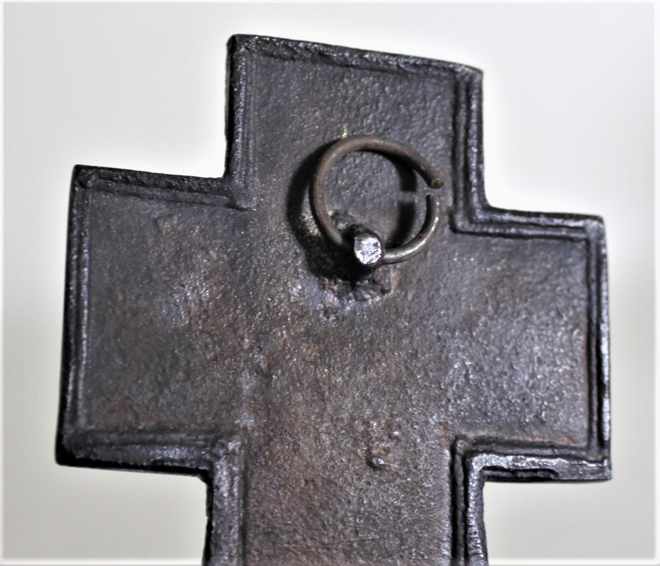 Antique Ornately Cast Bronze Russian Orthodox Christian Cross or Crucifix 1