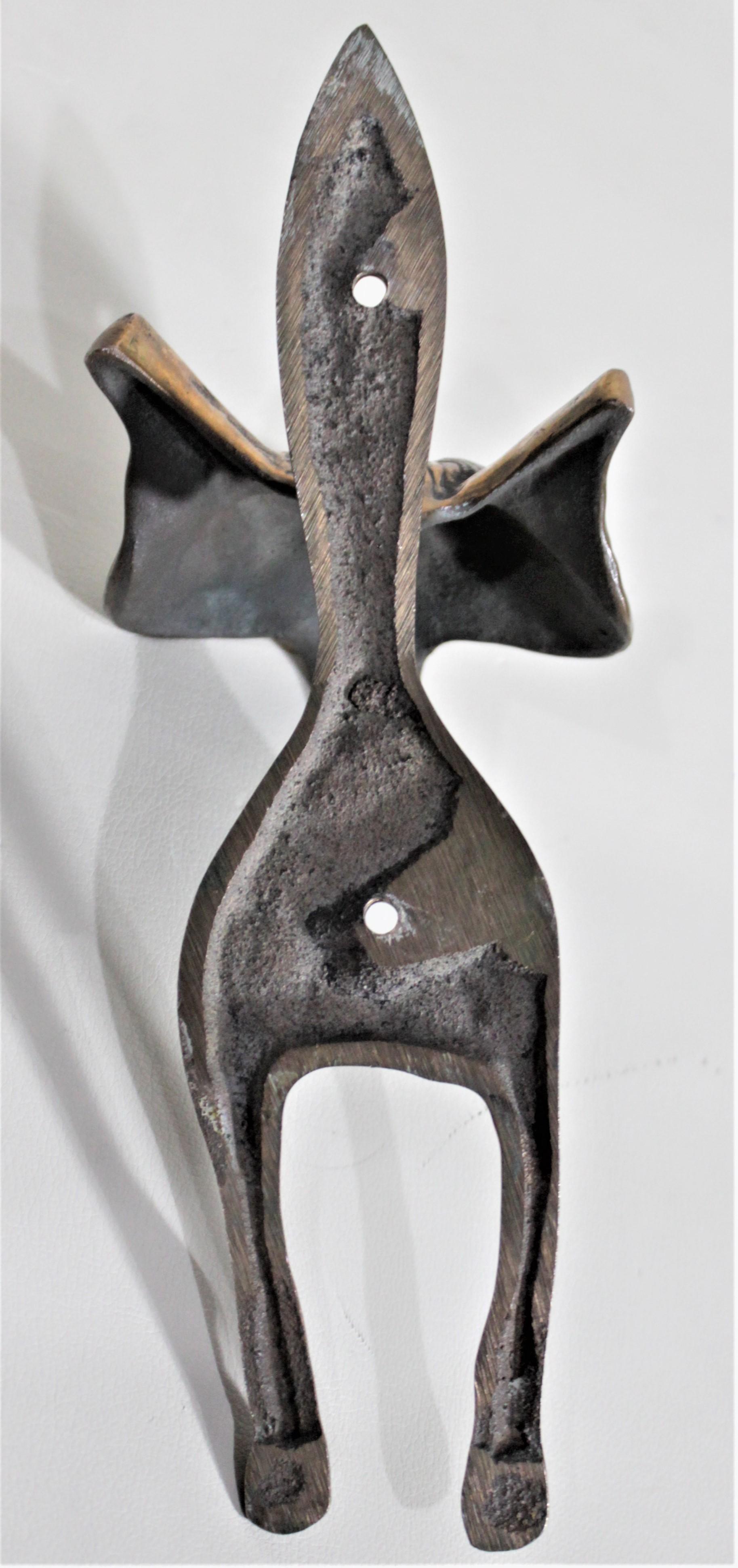 Antique Ornately Cast Solid Brass Figural Stylized Fox Door Knocker 1