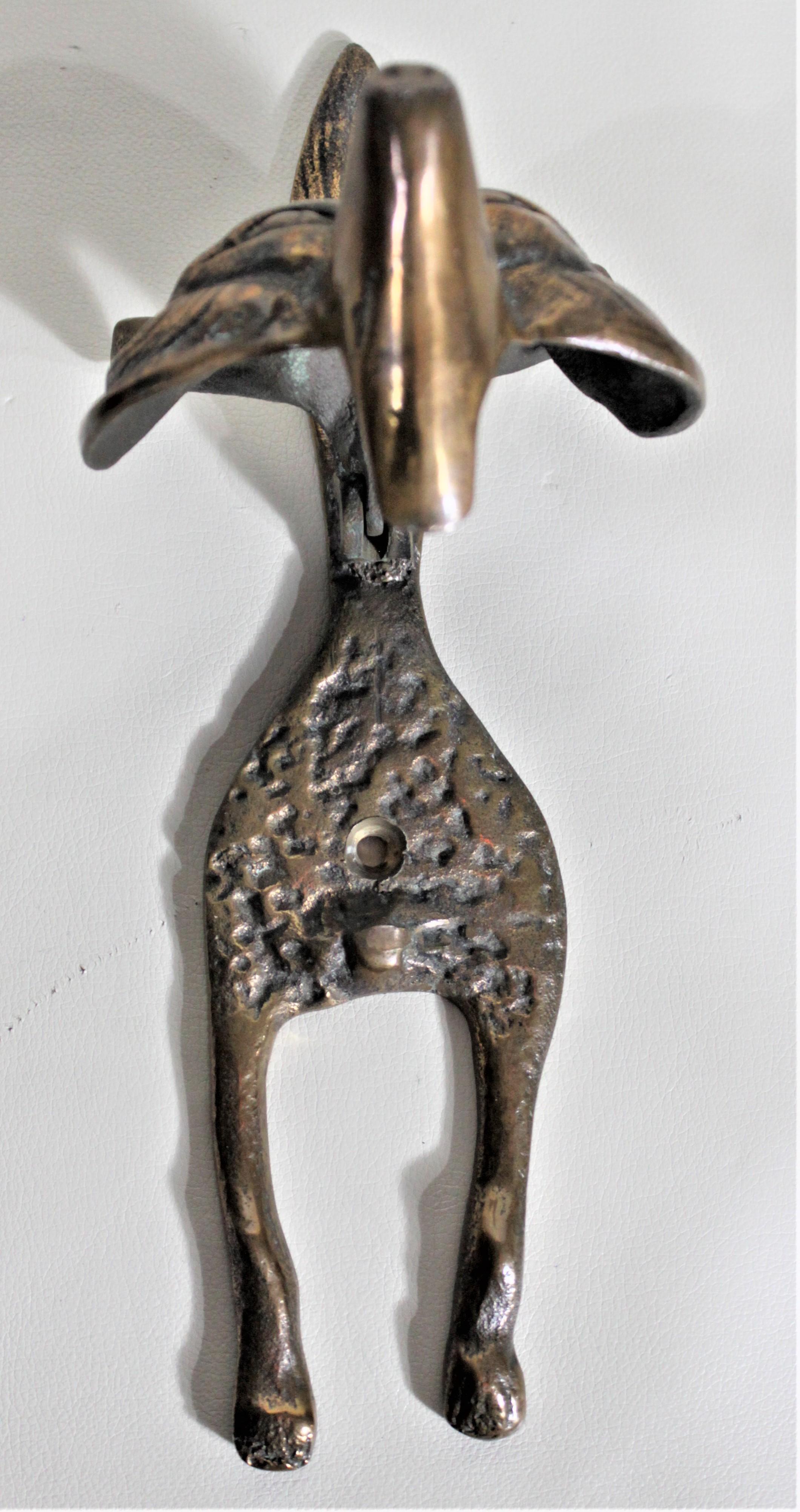 Austrian Antique Ornately Cast Solid Brass Figural Stylized Fox Door Knocker