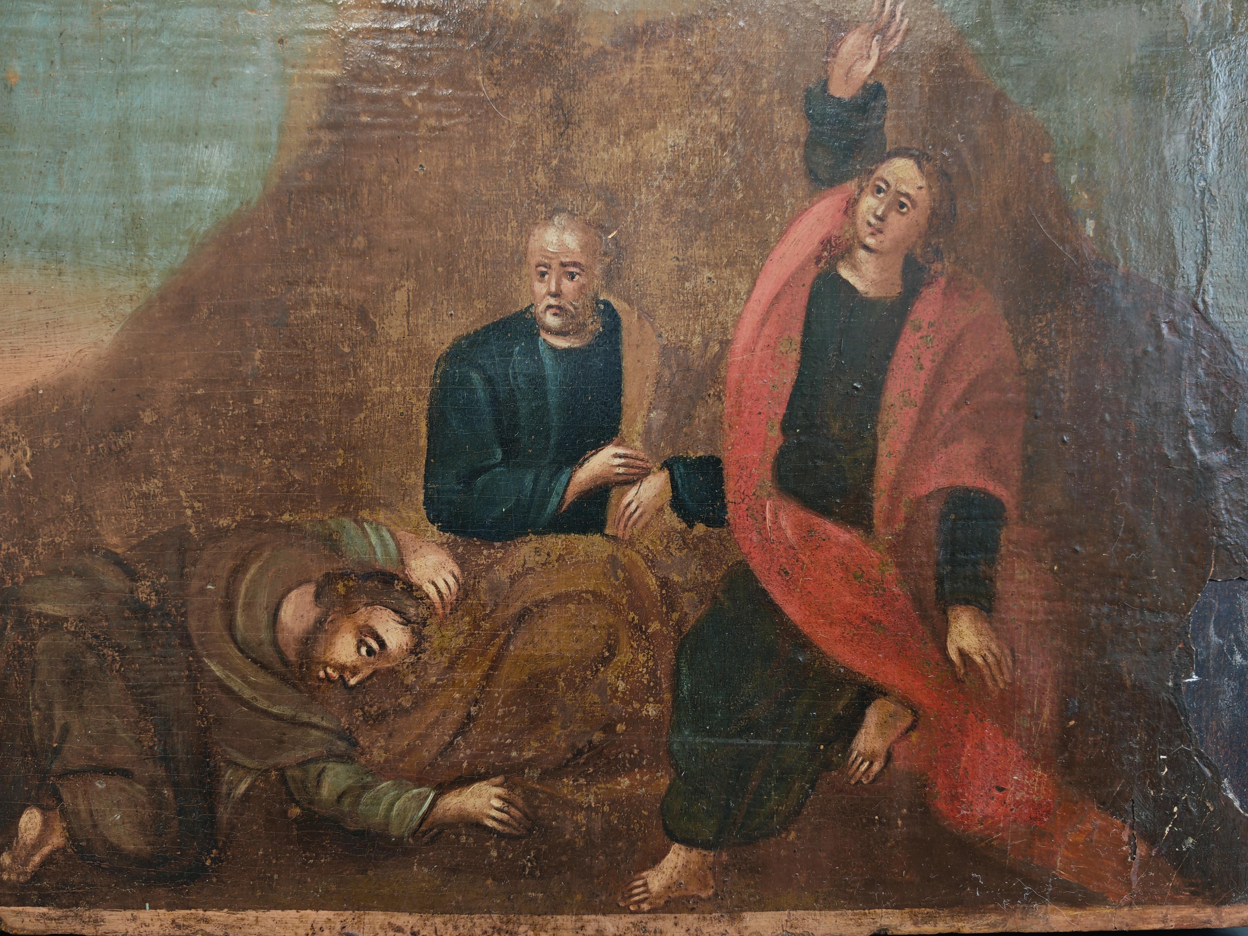 Balkanique Icône orthodoxe ancienne représentant la Transfiguration du Christ, 19e siècle en vente