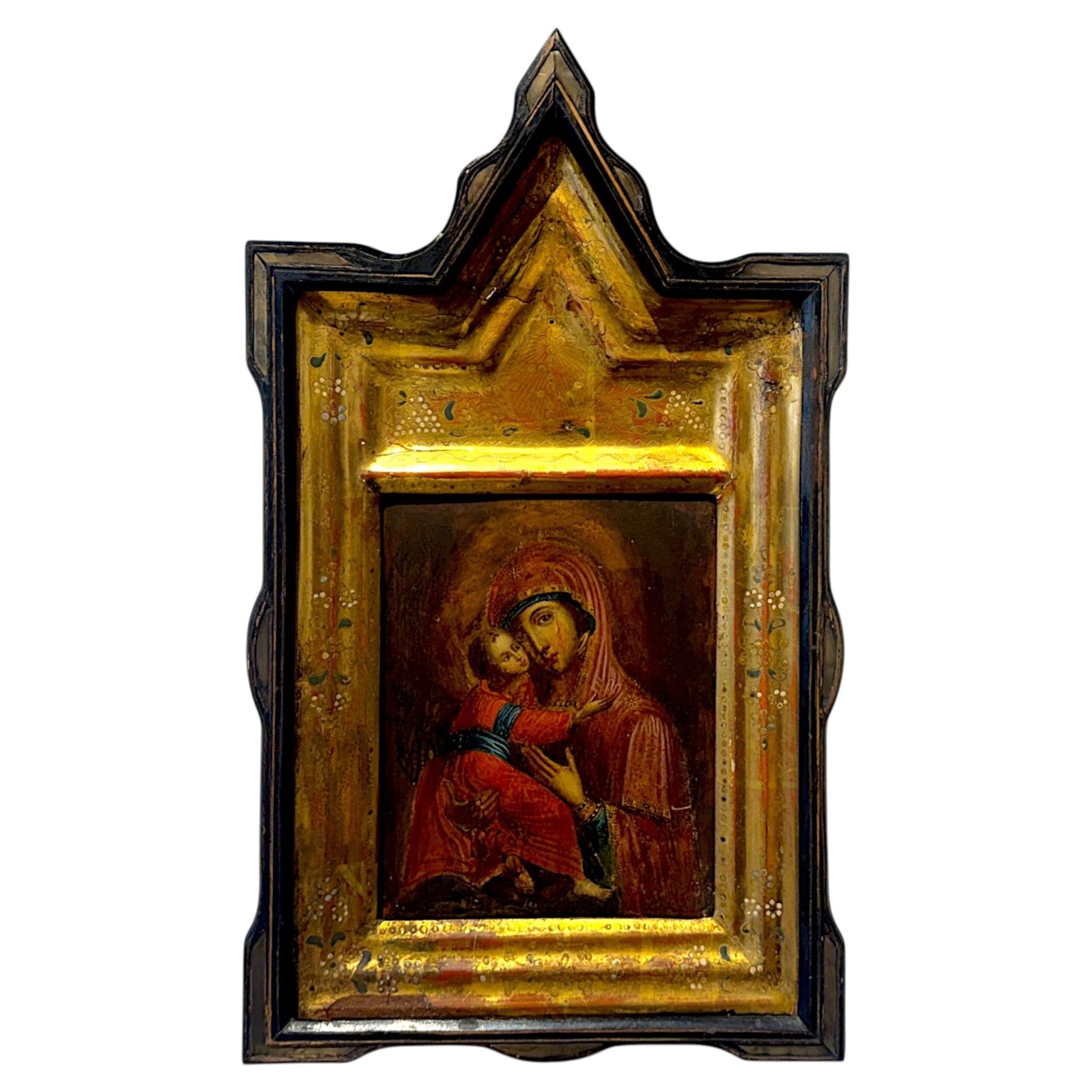 Antique early XIXc Russian Orthodox Vladimir Mother of God Travelling ...