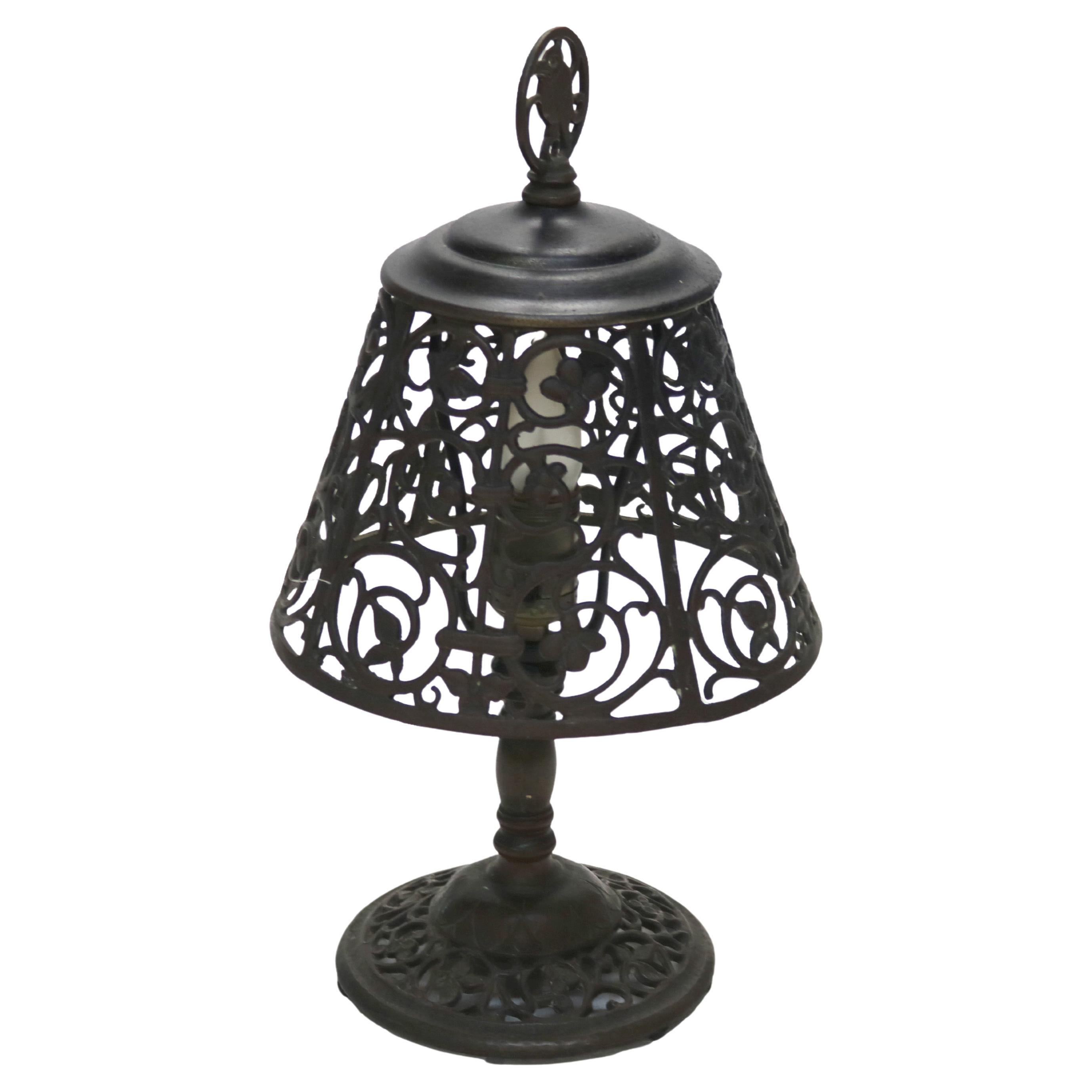 Antique Oscar Bach Arts & Crafts Bronze Table Lamp Unsigned C1920