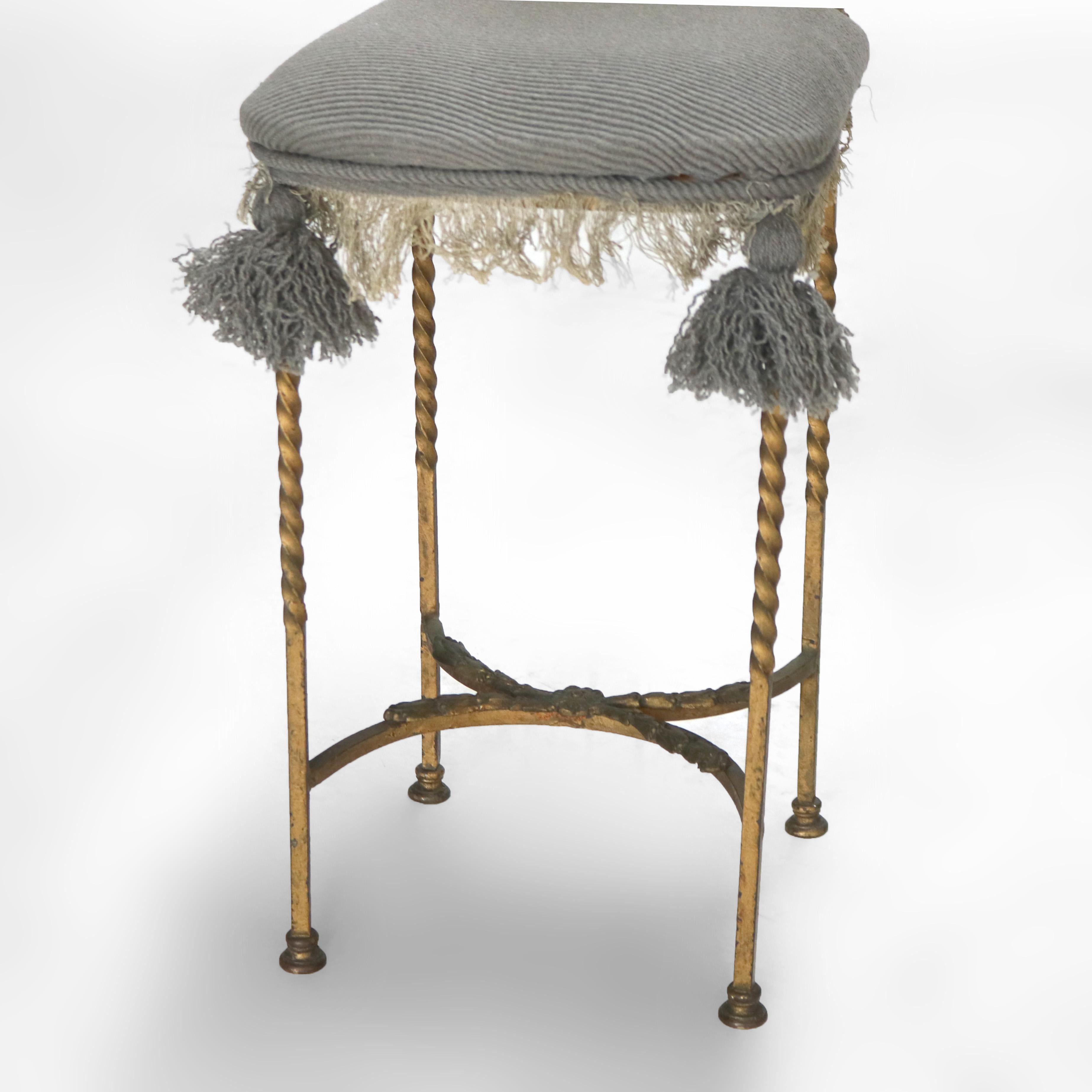 Antiquité - Oscar Bach Classic Bronze doré Demilune Marble Top Stand & Chair c1920 4