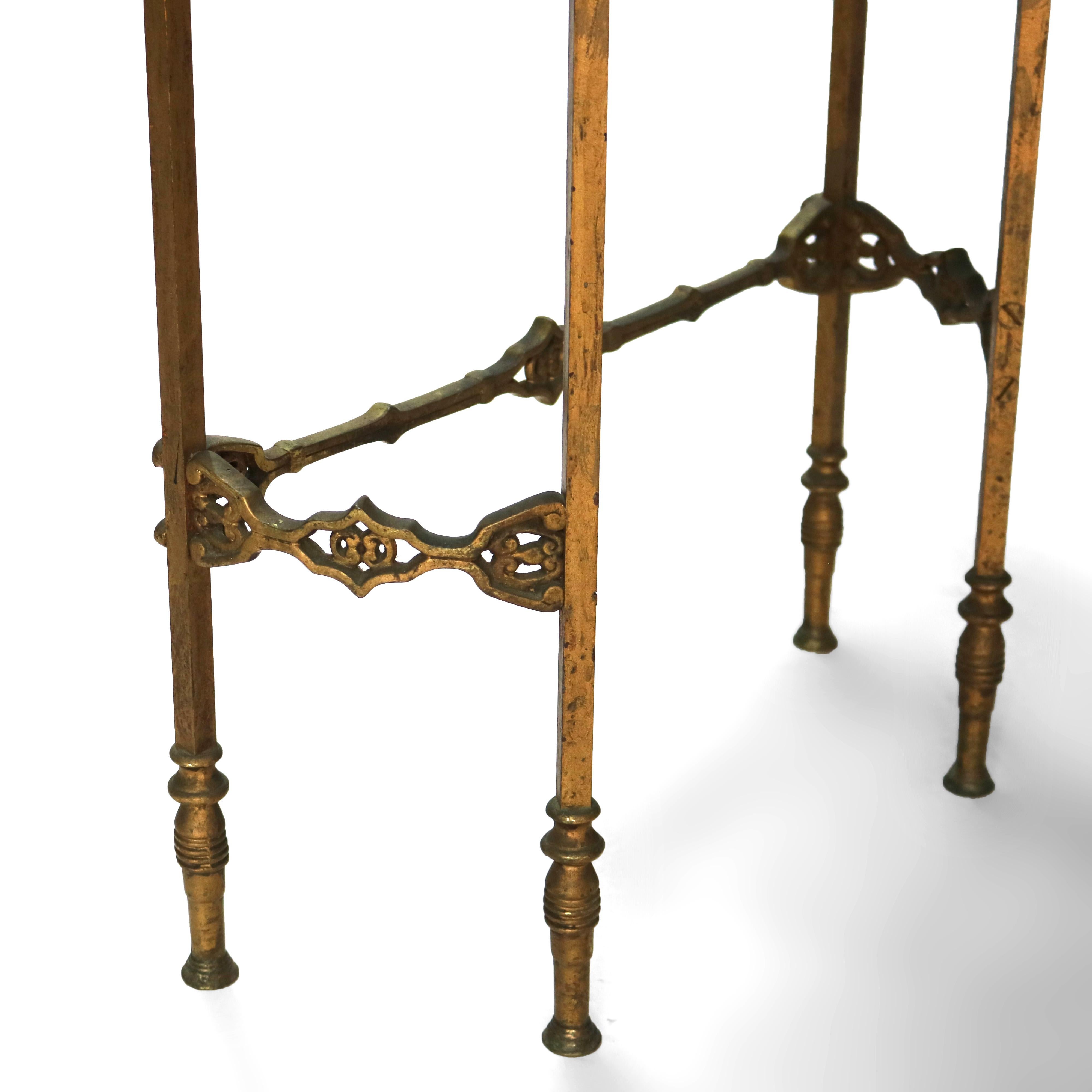 Antiquité - Oscar Bach Classic Bronze doré Demilune Marble Top Stand & Chair c1920 5