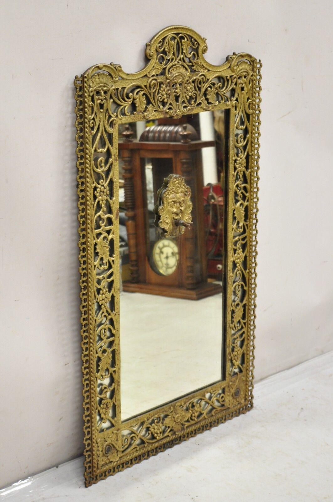 Antique Oscar Bach Figural Bronze Gothic Renaissance Wall Mirror With Fountain For Sale 8