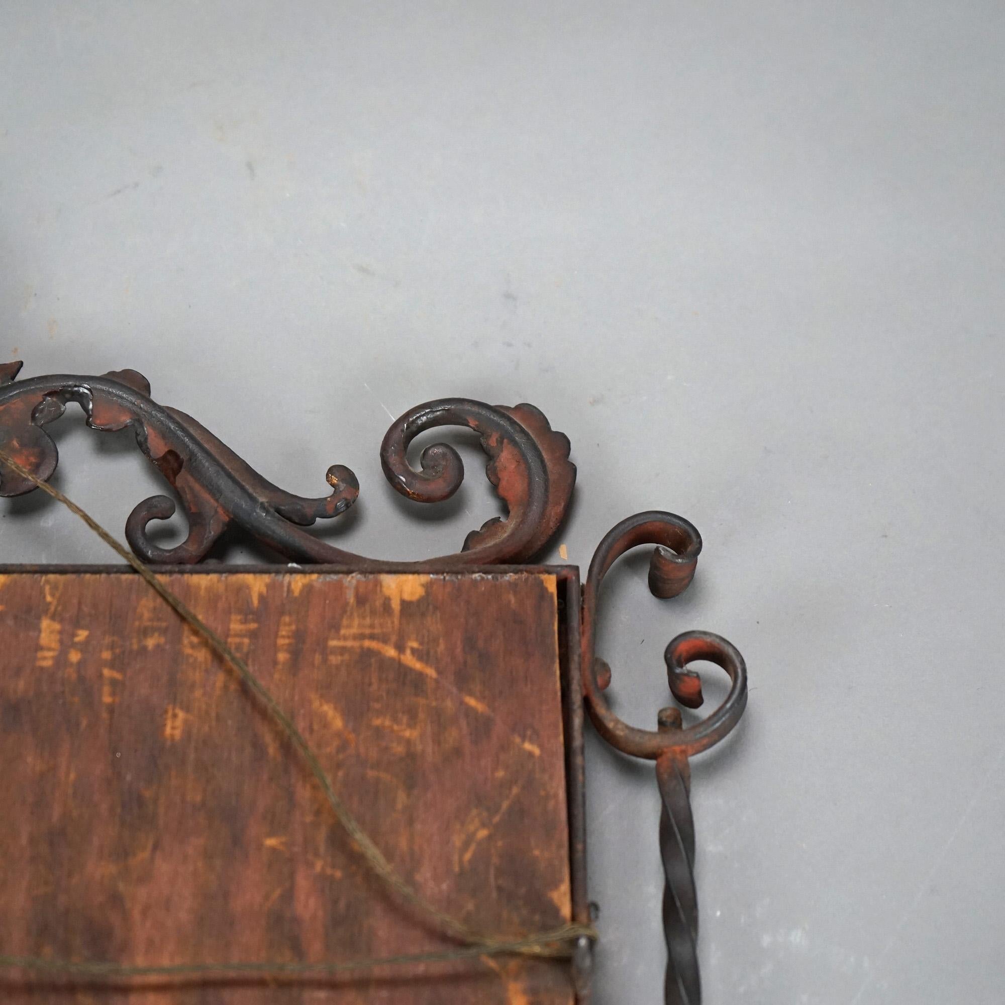 Antique Oscar Bach School Arts & Crafts Parcel Gilt Wrought Iron Mirror C1920 7