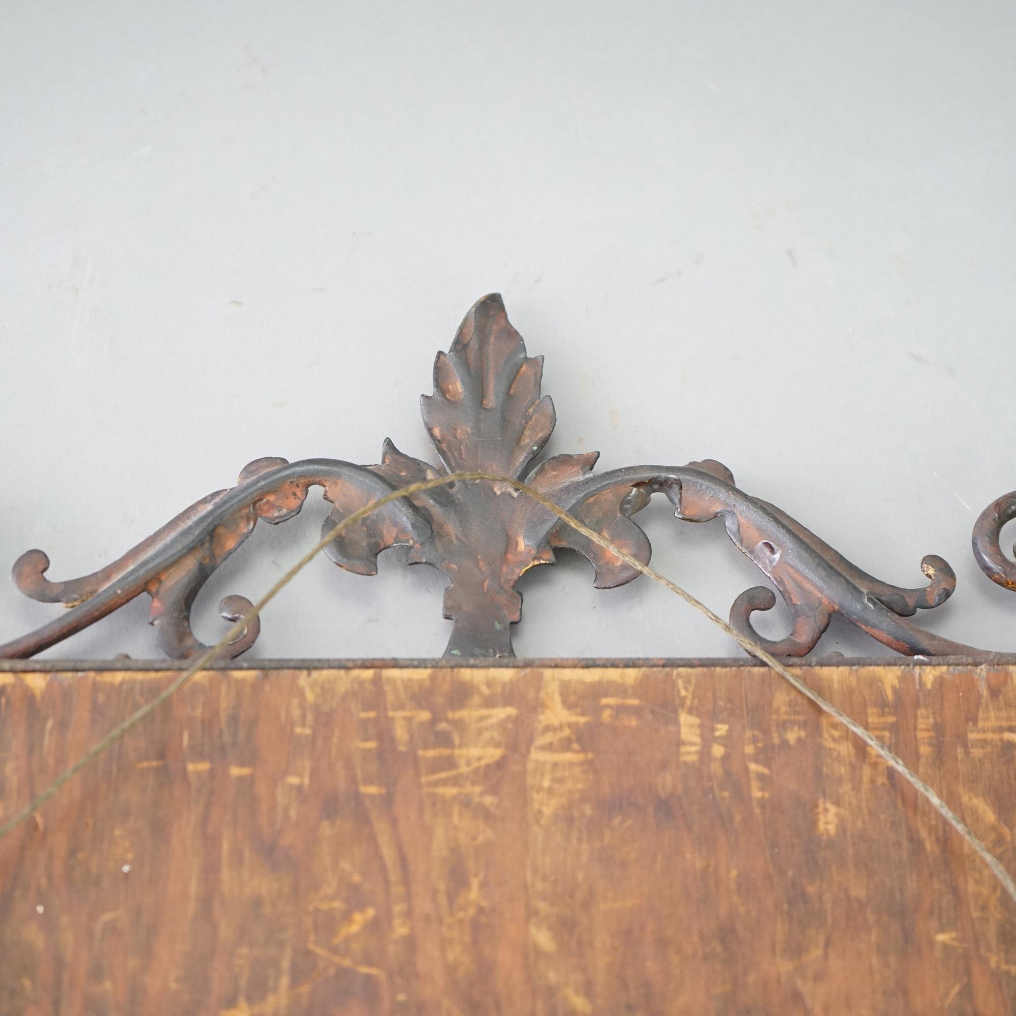 Antique Oscar Bach School Arts & Crafts Parcel Gilt Wrought Iron Mirror C1920 8