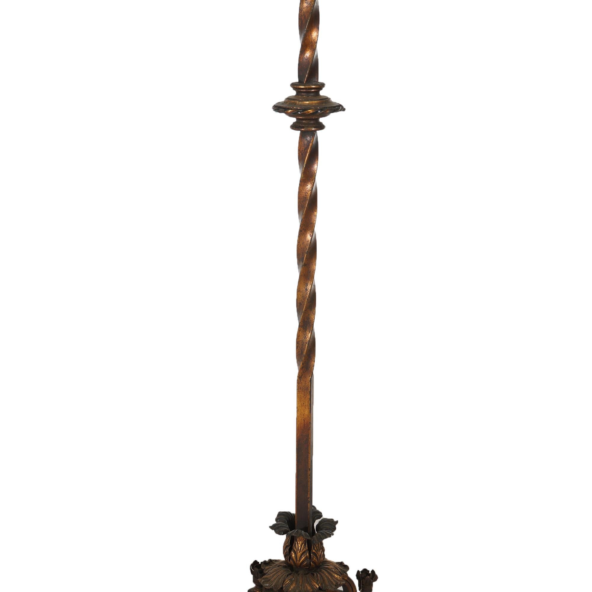 ***Inquire About Reduced In-House Delivery Rates - Reliable Professional Service & Fully Insured***
Antique Arts & Crafts Gothic Electric Bronze & Brass Candelabra in the Manner of Oscar Bach c1920

Measures - 69.5
