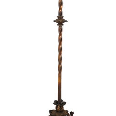Antique Oscar Bach School Gothic Electric Bronze & Brass Candelabra c1920