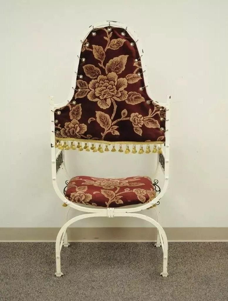 Fauteuil trône ancien Oscar Bach en fer forgé et bronze de style néo-renaissance en vente 1