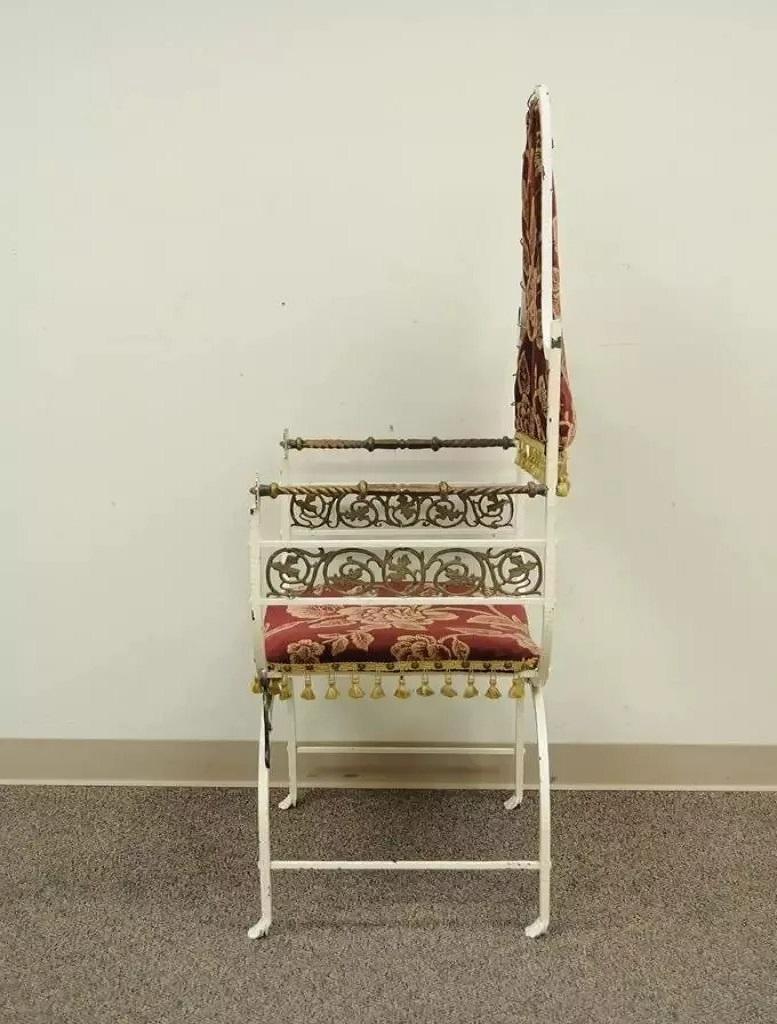 Fauteuil trône ancien Oscar Bach en fer forgé et bronze de style néo-renaissance en vente 2