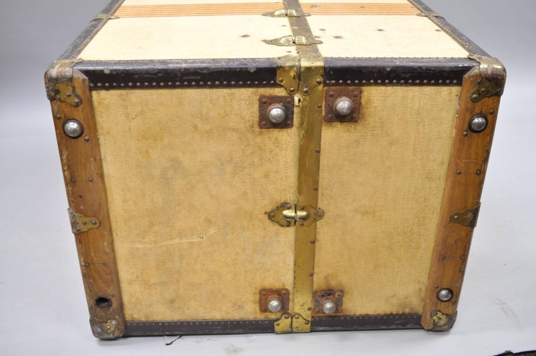 Antique Oshkosh The Chief Wardrobe Steamer Trunk Luggage Chest For Sale at 1stdibs