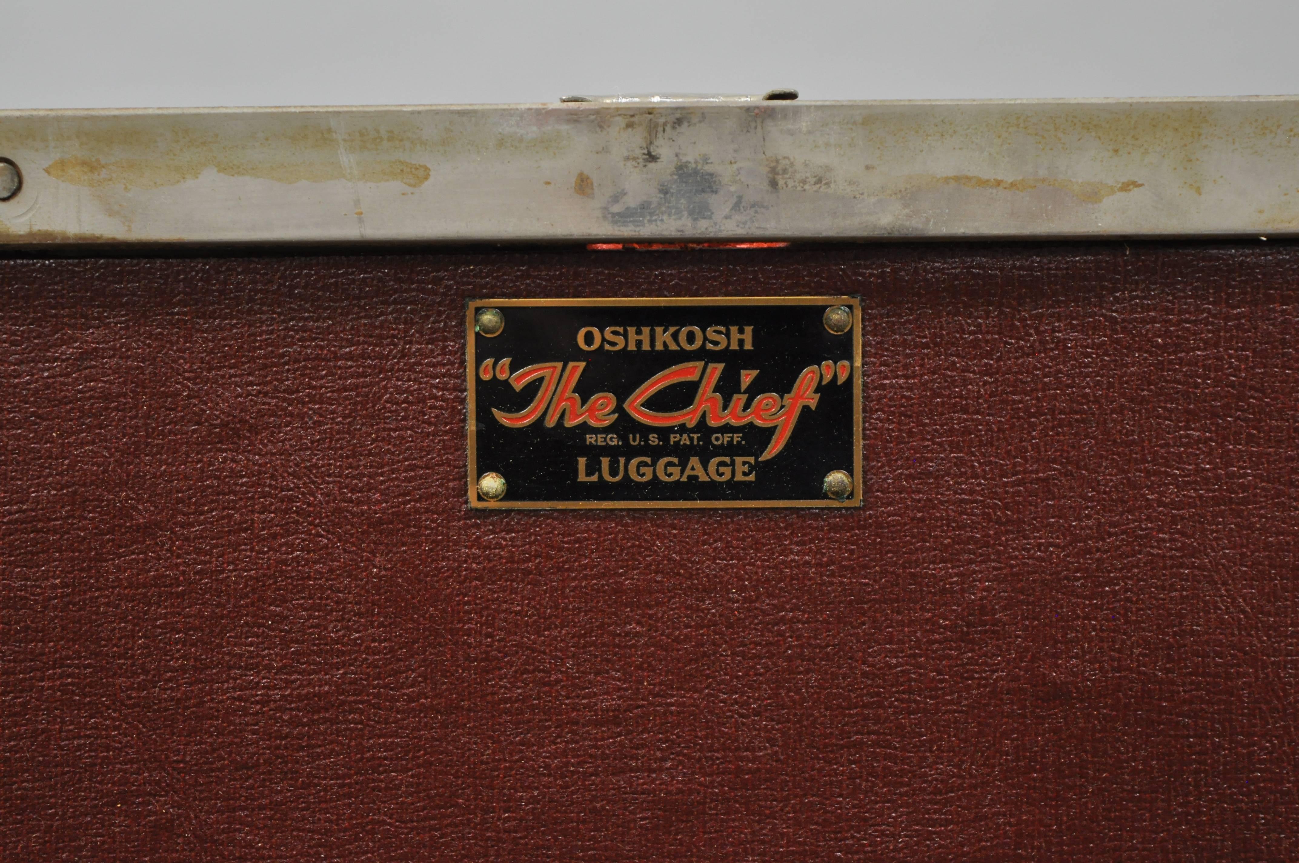 Antique Oshkosh The Chief Wardrobe Steamer Trunk Luggage Chest 3