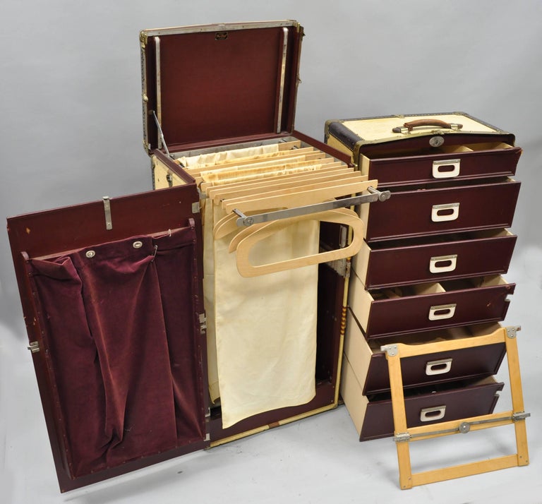 Antique Oshkosh The Chief Wardrobe Steamer Trunk Luggage Chest at