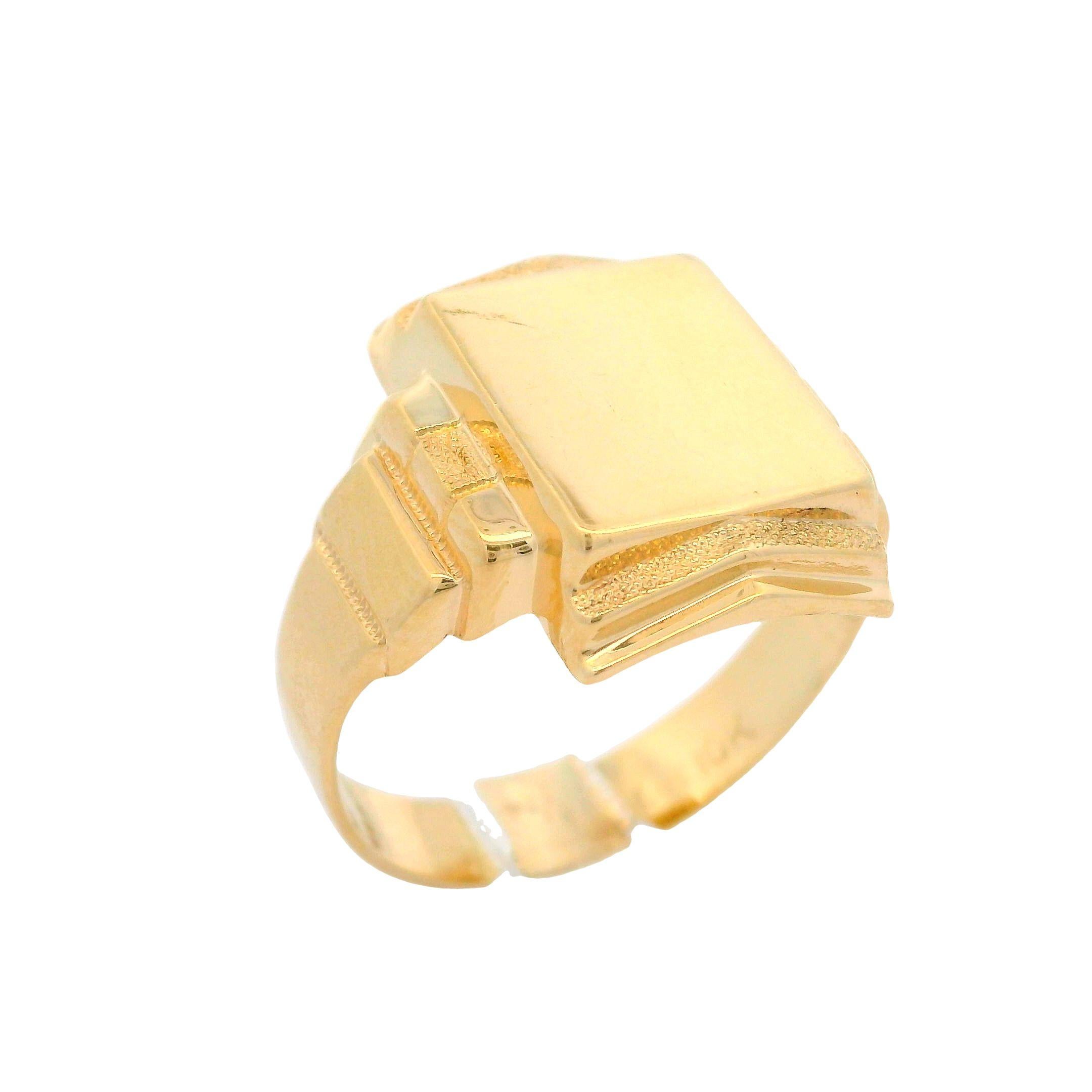Women's or Men's Antique Ostby Barton 10k Yellow Gold Rectangular Engravable Signet Men's Ring