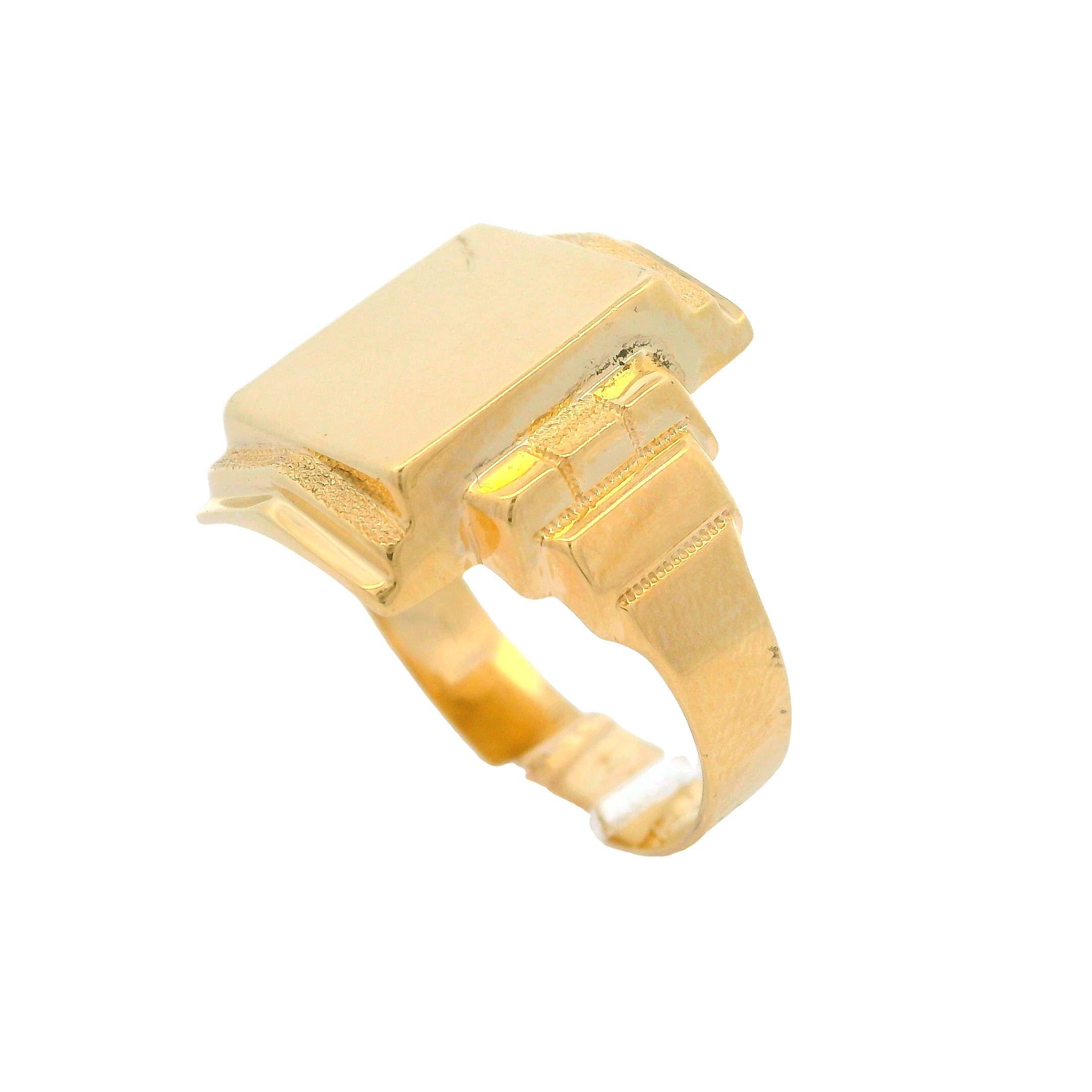 Antique Ostby Barton 10k Yellow Gold Rectangular Engravable Signet Men's Ring 2