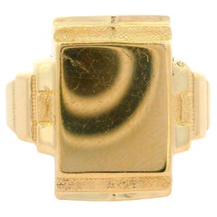 Antique Ostby Barton 10k Yellow Gold Rectangular Engravable Signet Men's Ring