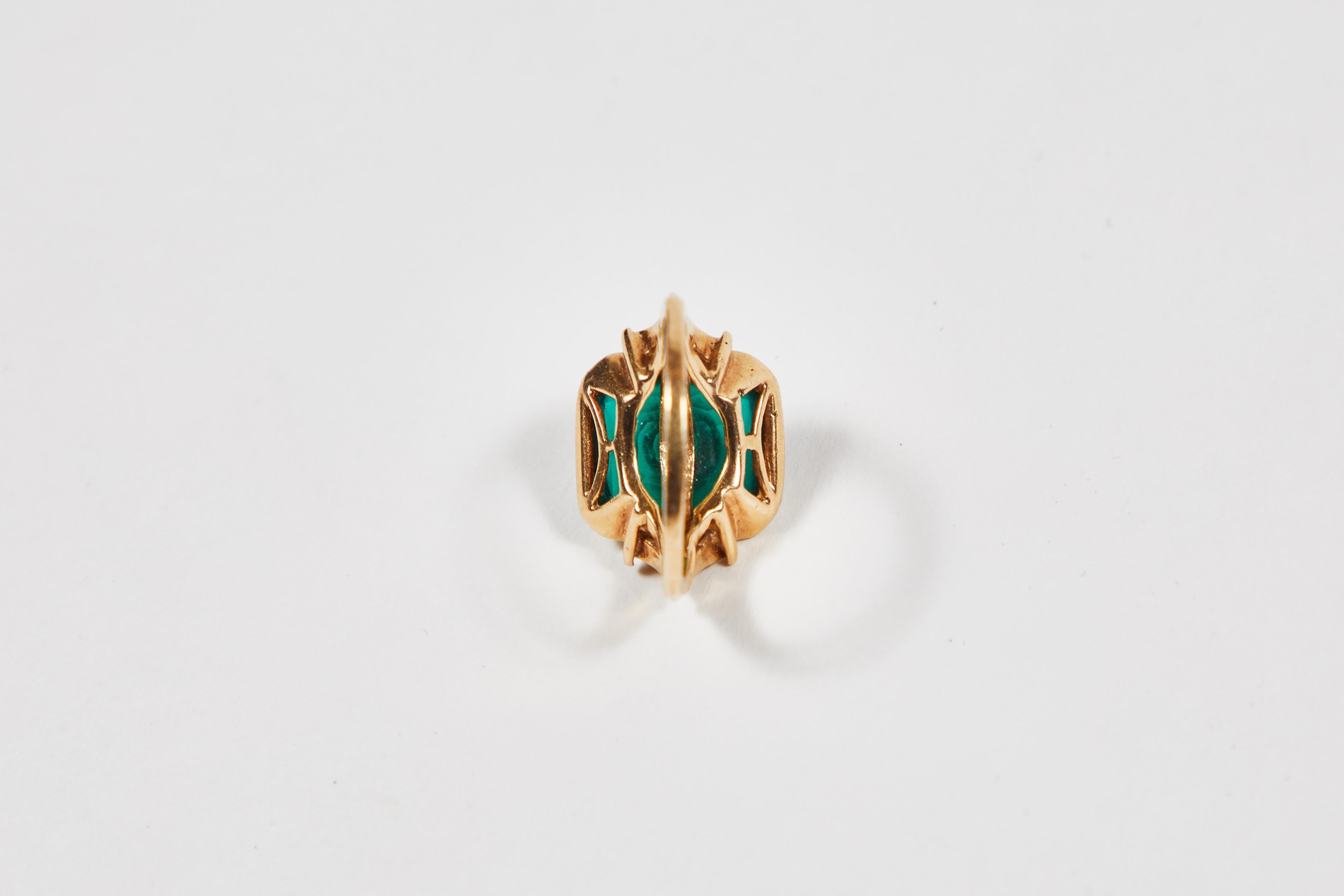Emerald Cut Antique Ostby & Barton 14 Karat Gold Cocktail Ring
