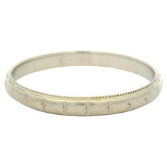 Antique Ostby Barton 18k White Gold Milgrain Edges Detailed Band Ring