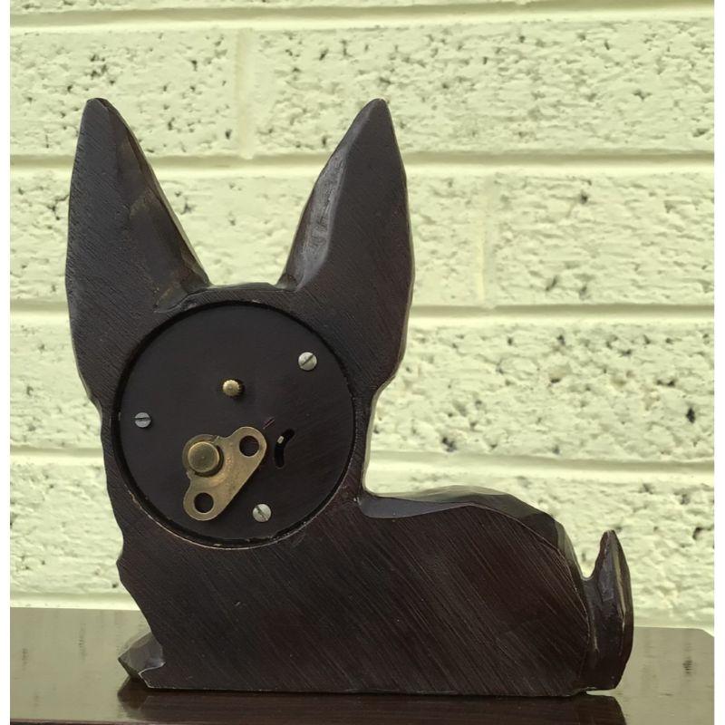German Antique Oswold Rolling/Google Eye Terrier Clock