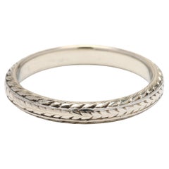 Antique Otsbye Bartob Band Ring, 18k White Gold, Ring Size 5
