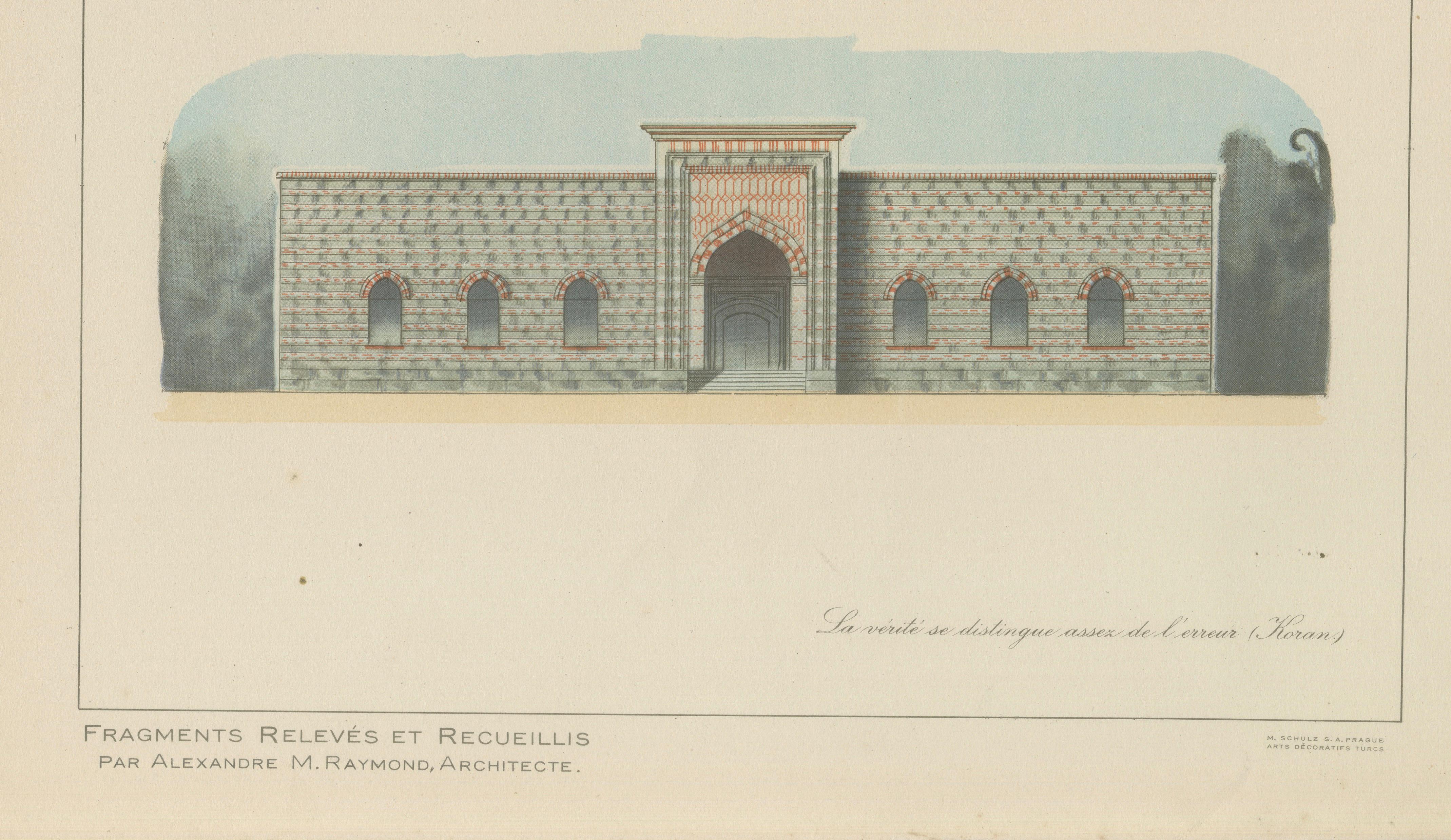 Antique Ottoman Architecture Print, Murad II Madrasa Portal, Bursa 1924