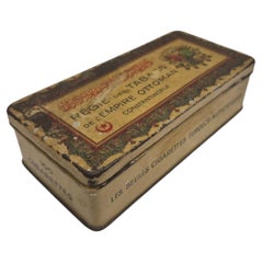 Antico portasigarette ottomano "Régie des Tabacs" Costantinopoli, Can di latta